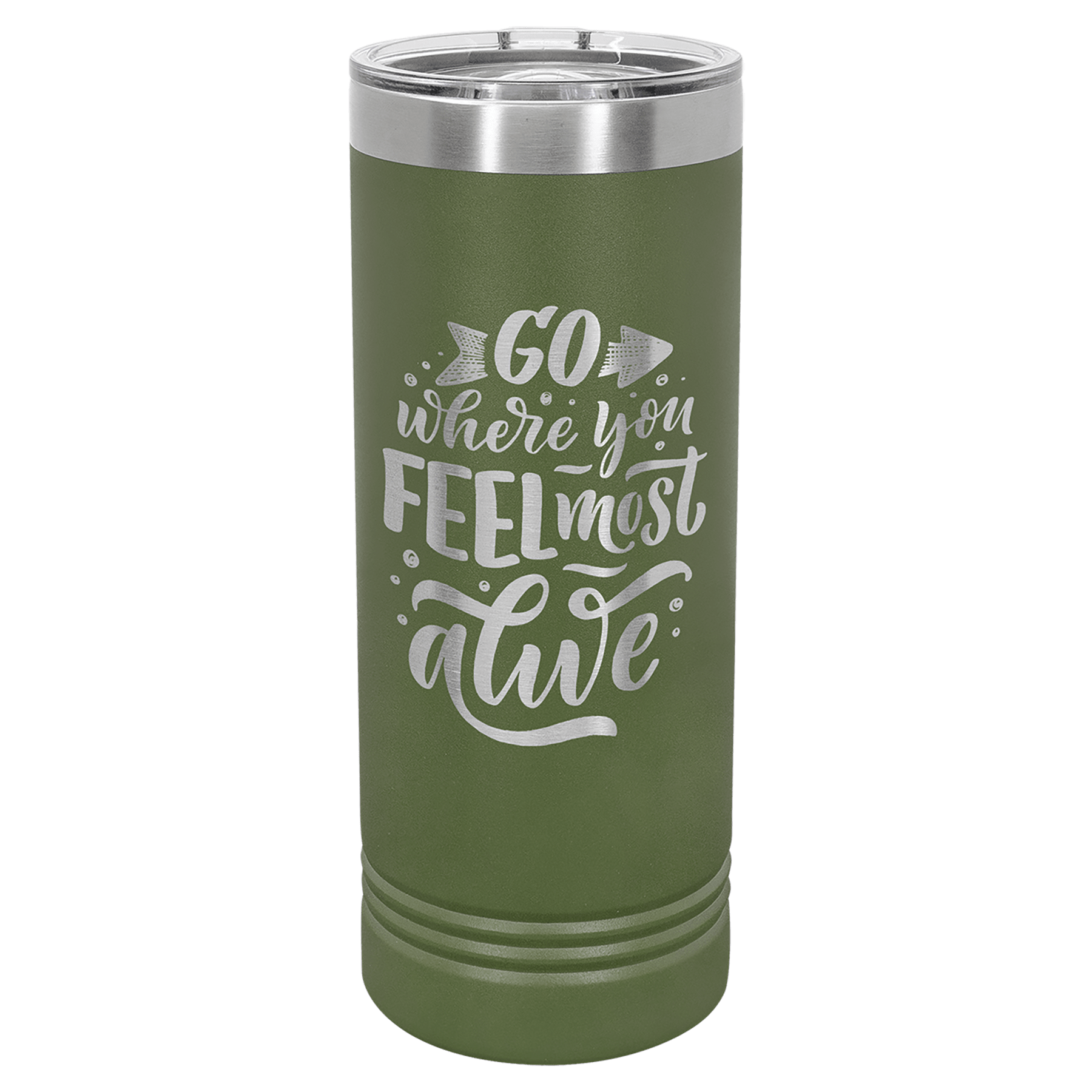 Polar Camel 22 oz. Olive Green Skinny Tumbler with Slider Lid