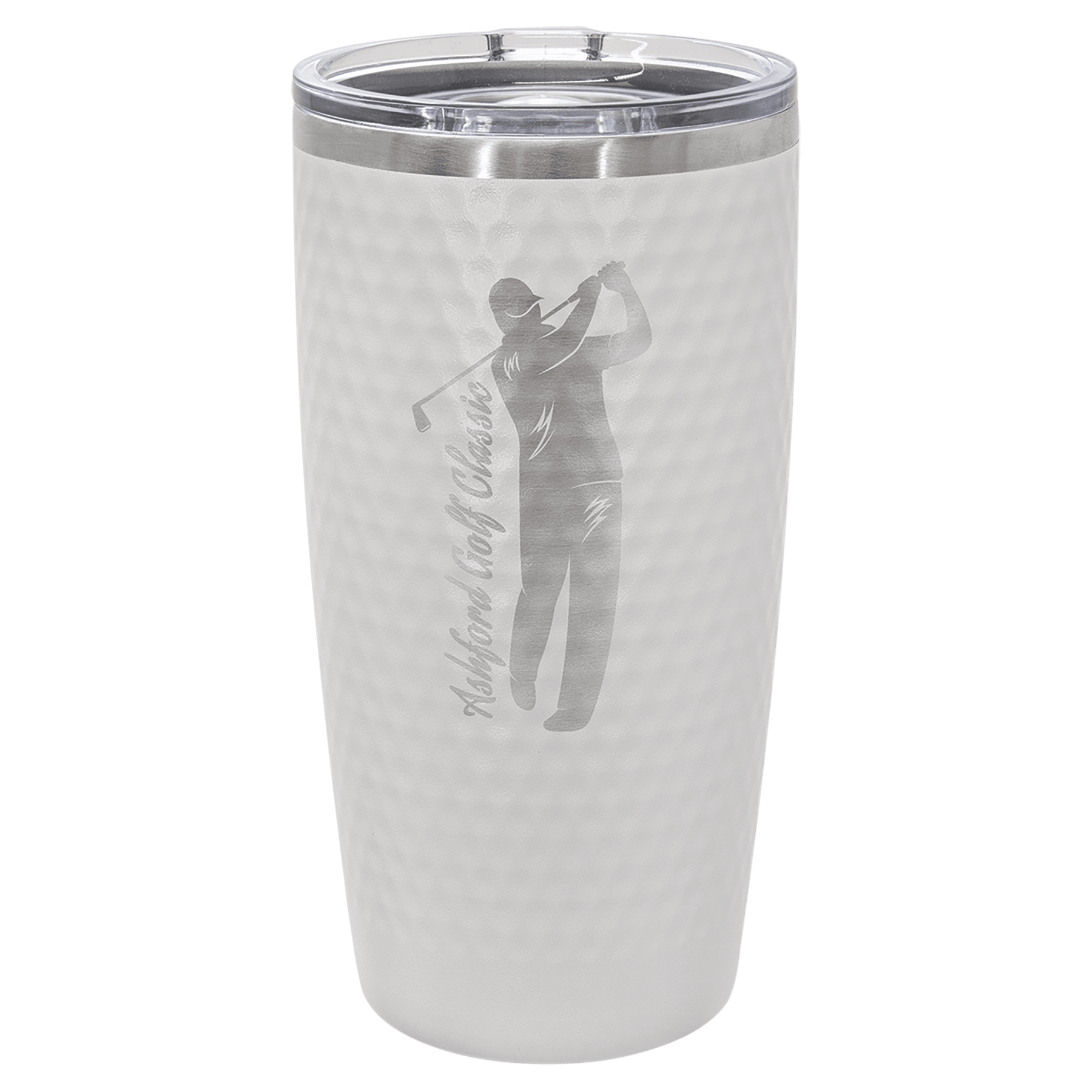 Polar Camel 20 oz. White Golf Tumbler - Full Dimples and Slider Lid