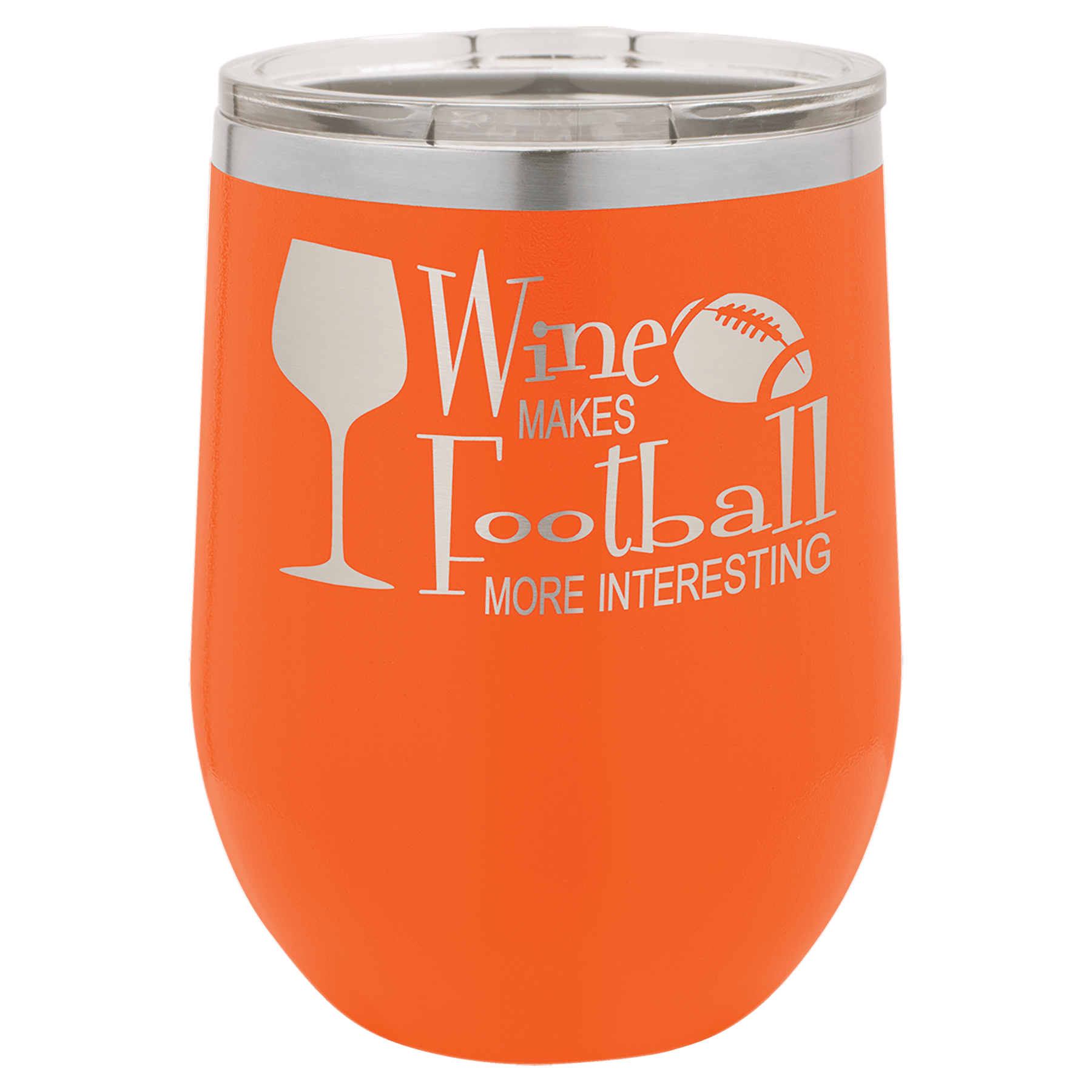 Polar Camel 12 oz. Orange Stemless Wine Tumbler with Standard Lid