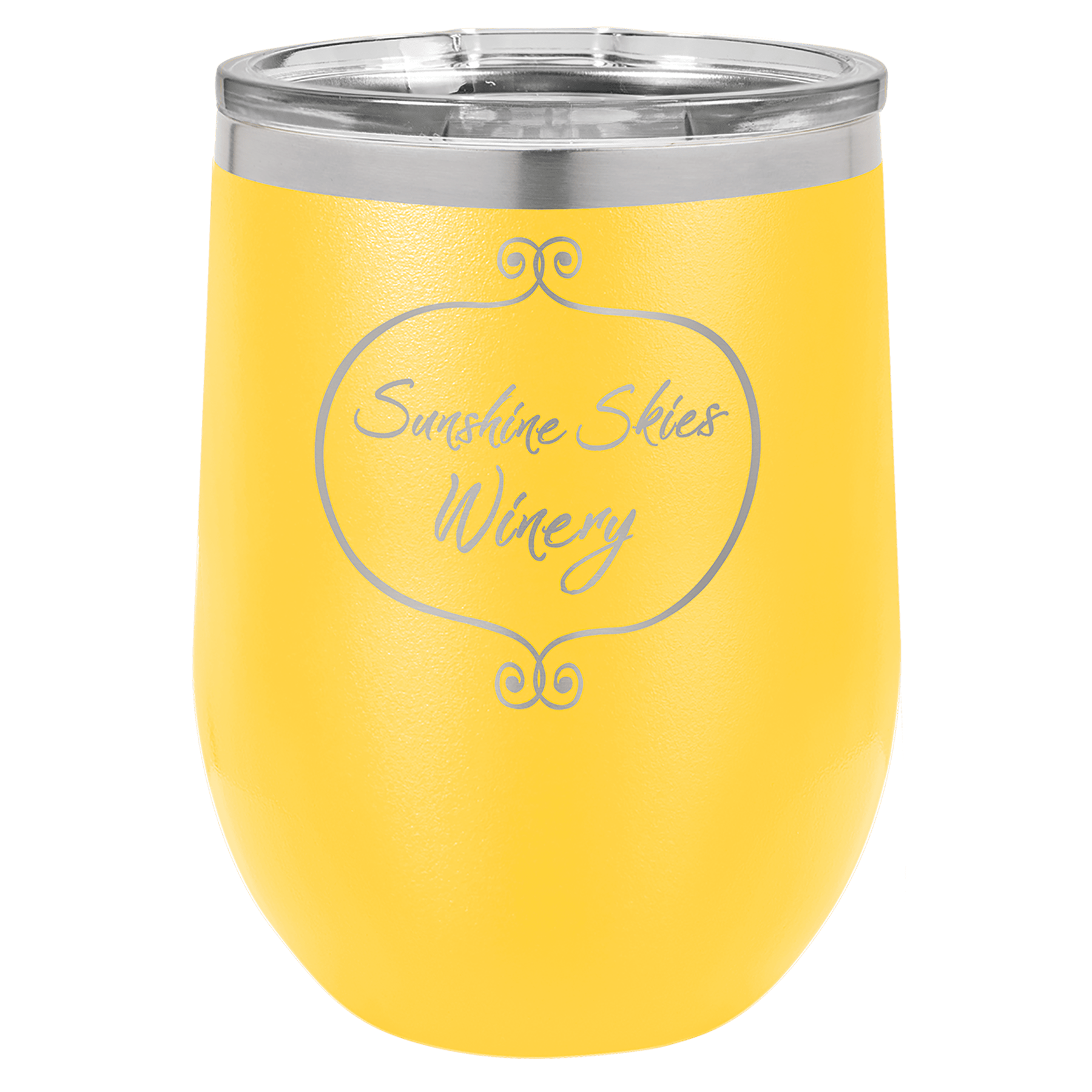 Polar Camel 12 oz. Yellow Stemless Wine Tumbler with Standard Lid