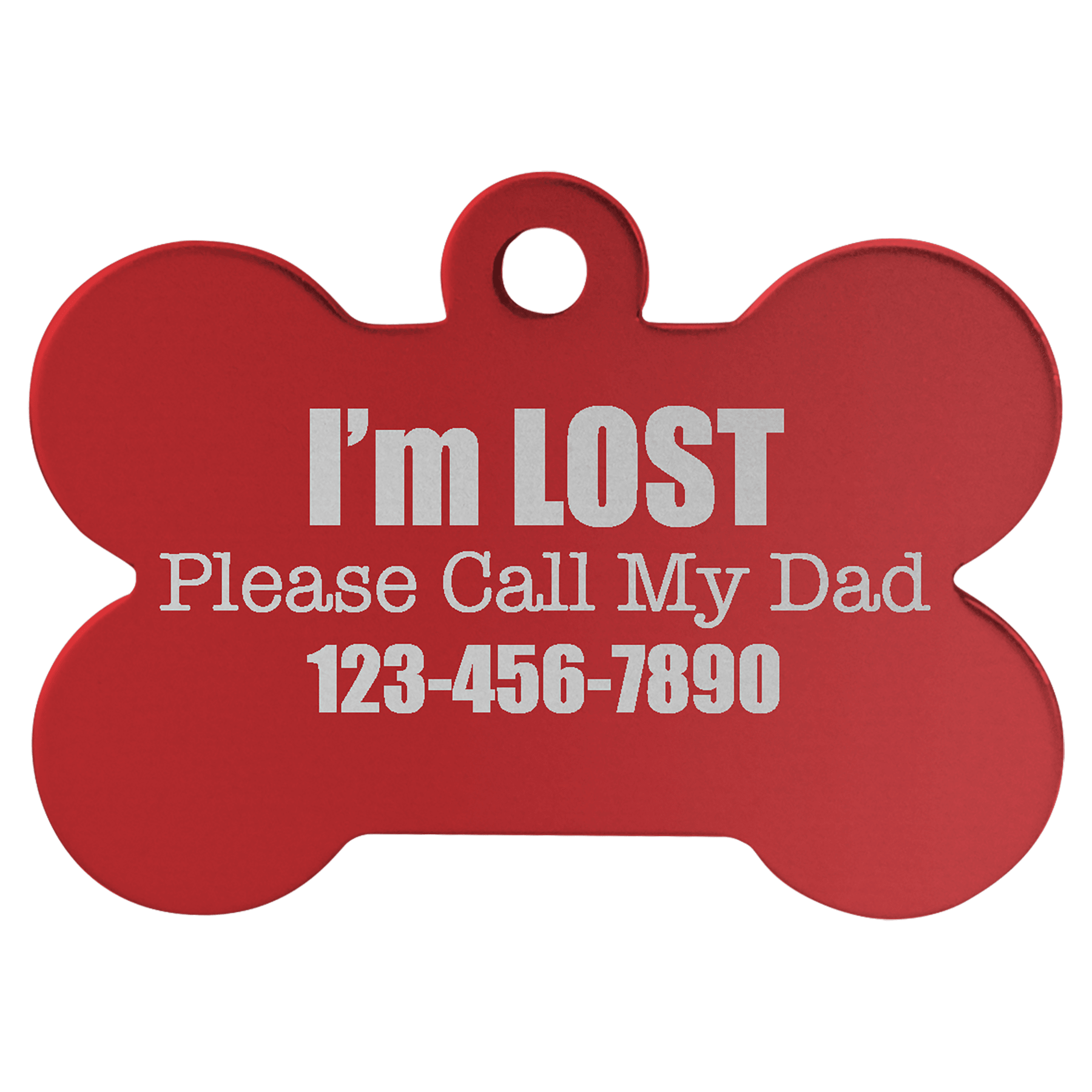 1 1/2" x 1" Red Laserable Anodized Aluminum Bone Pet Tag