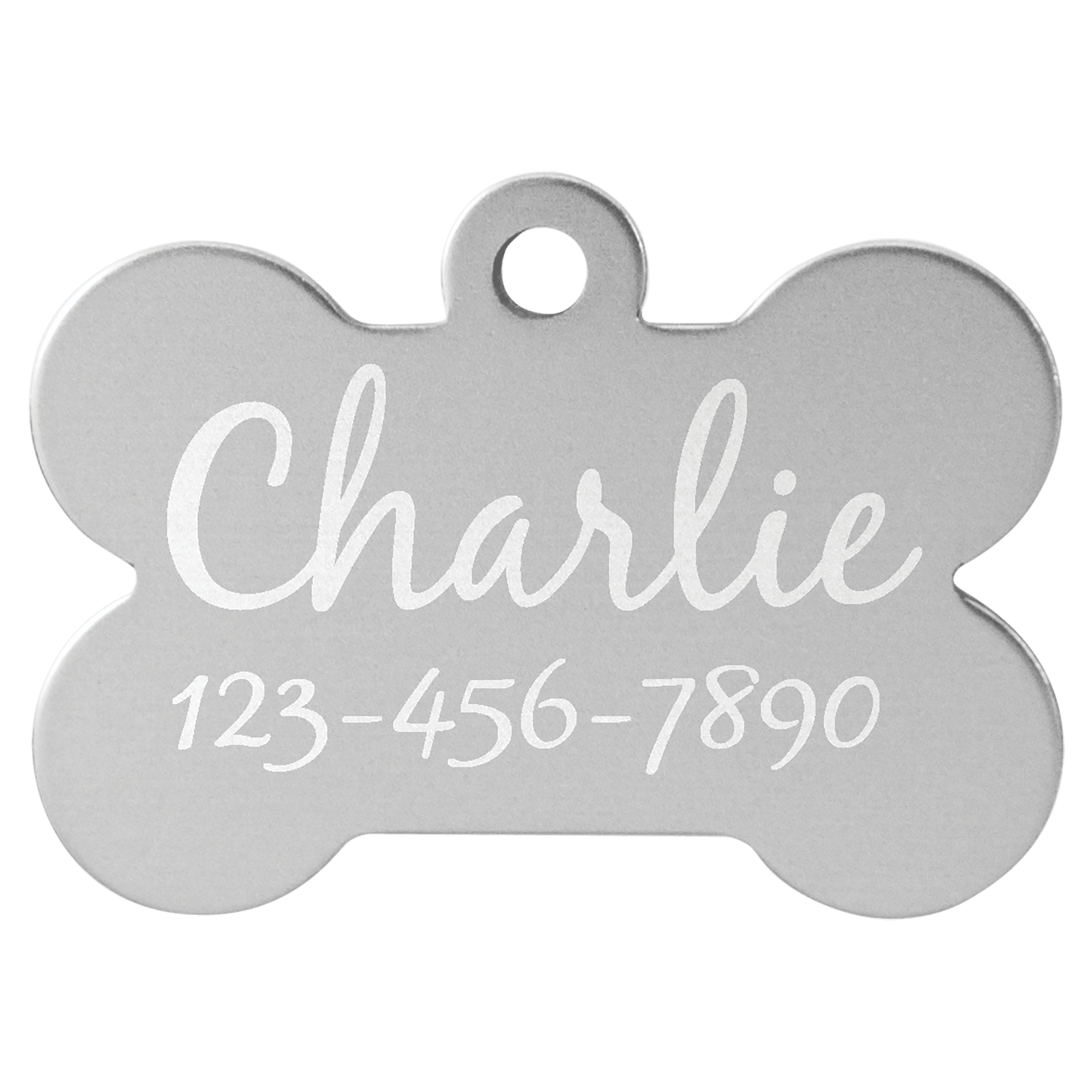 1 1/2" x 1" Silver Laserable Anodized Aluminum Bone Pet Tag