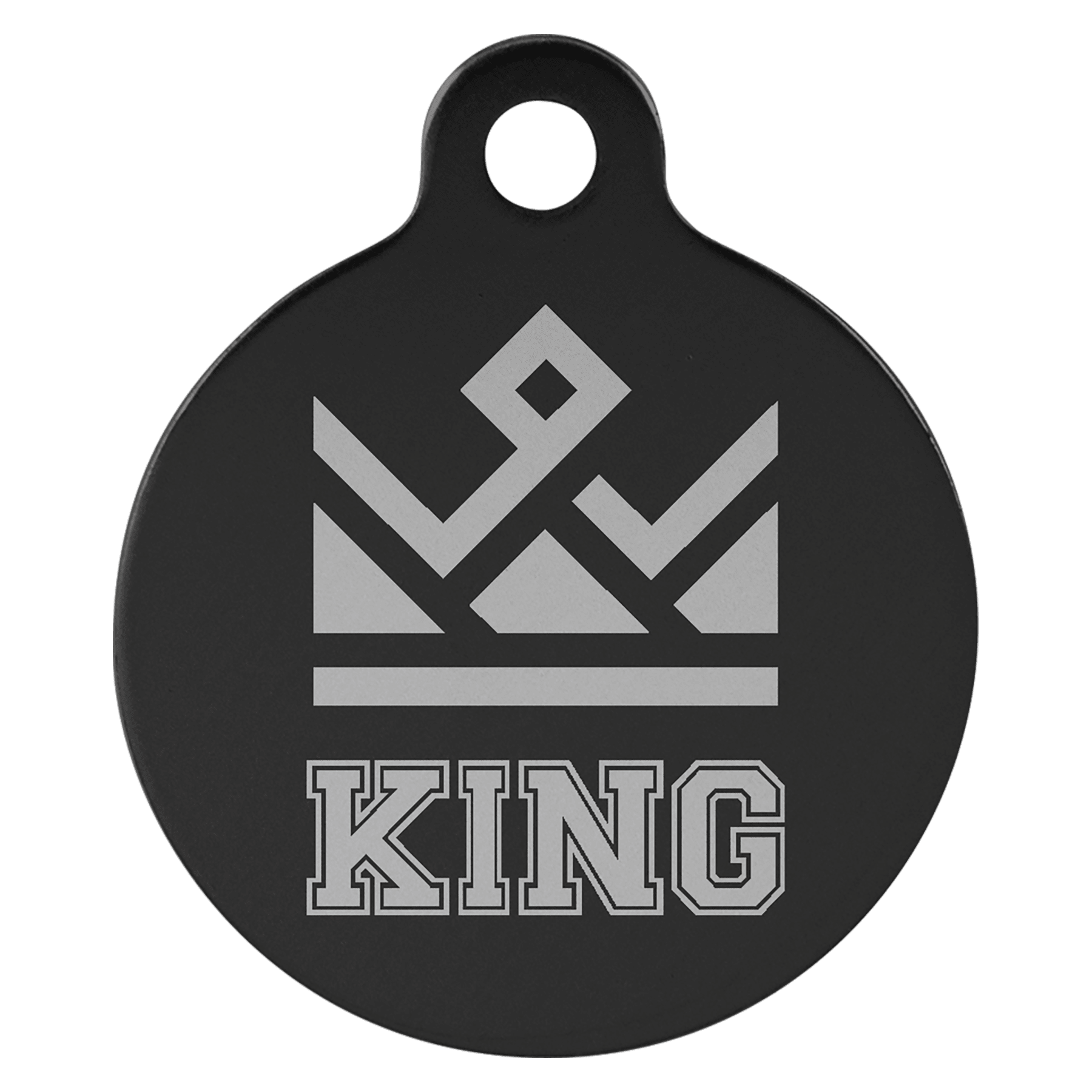 1" Black Laserable Anodized Aluminum Round Pet Tag with Tab