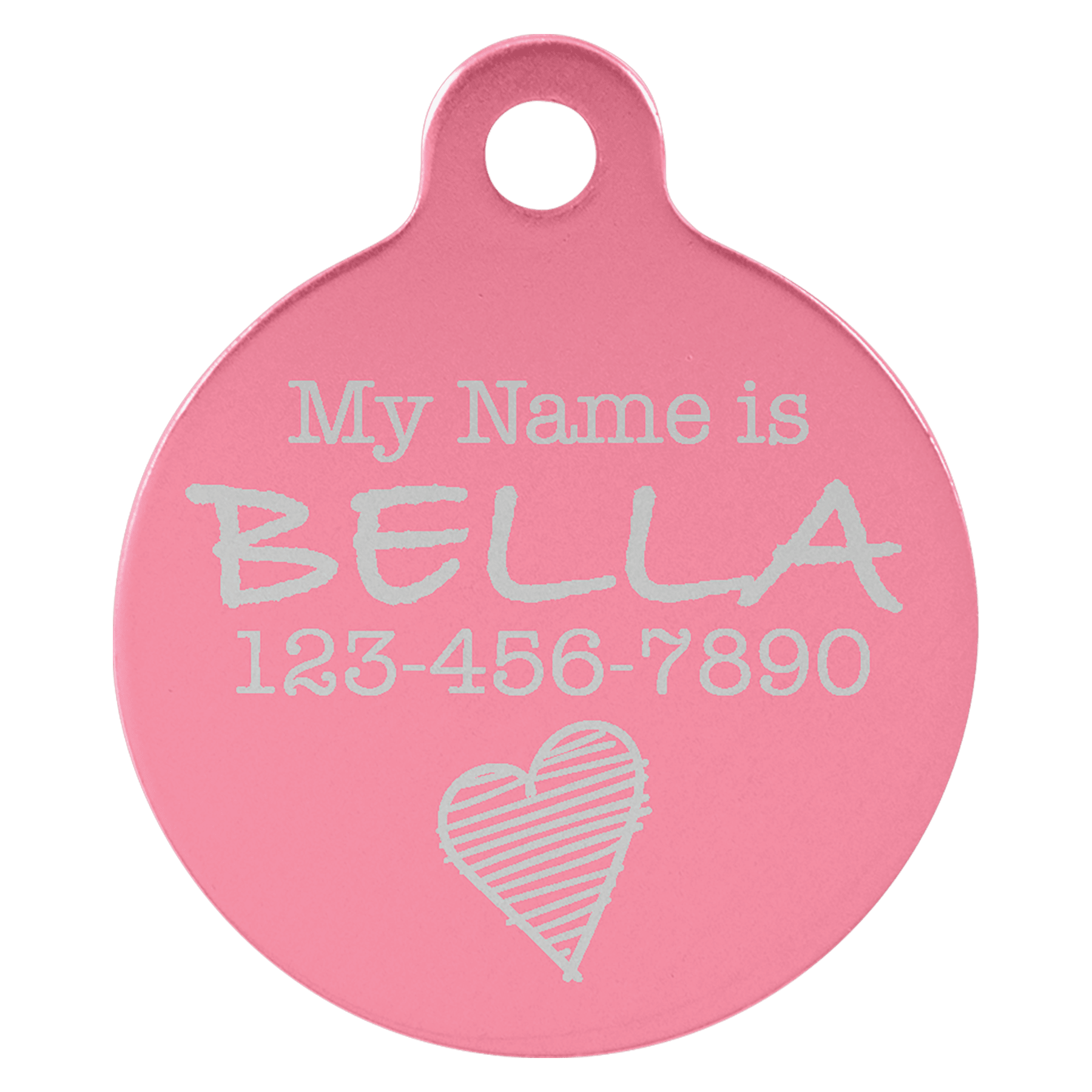 1" Pink Laserable Anodized Aluminum Round Pet Tag with Tab