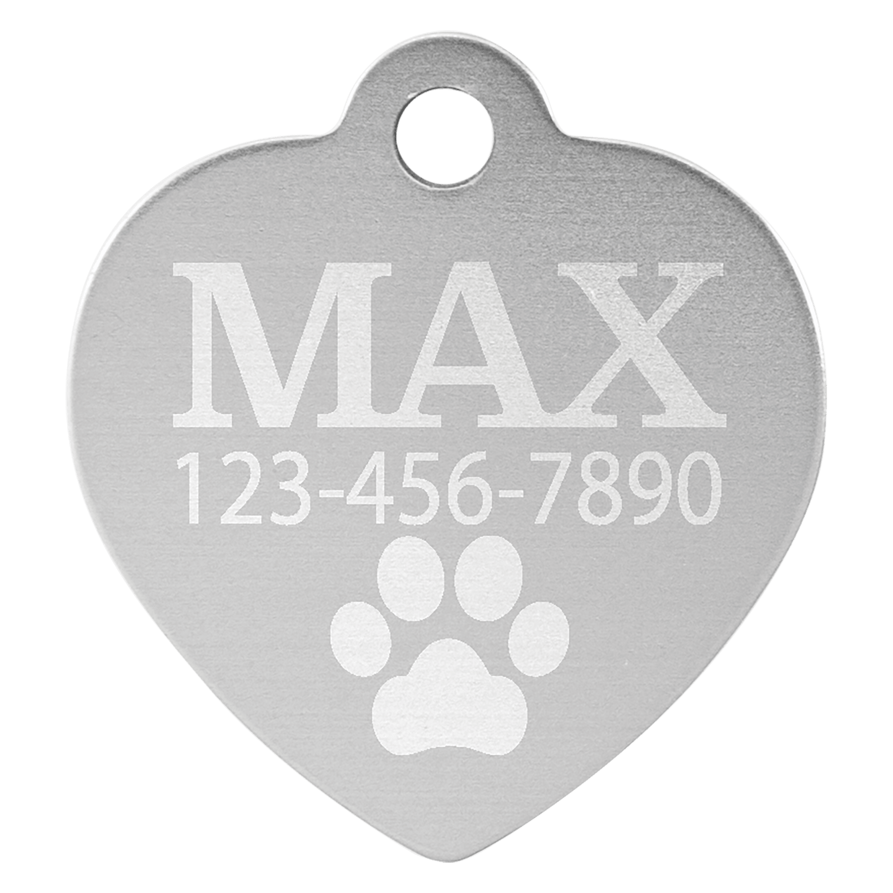 1" x 1" Silver Laserable Anodized Aluminum Heart Pet Tag
