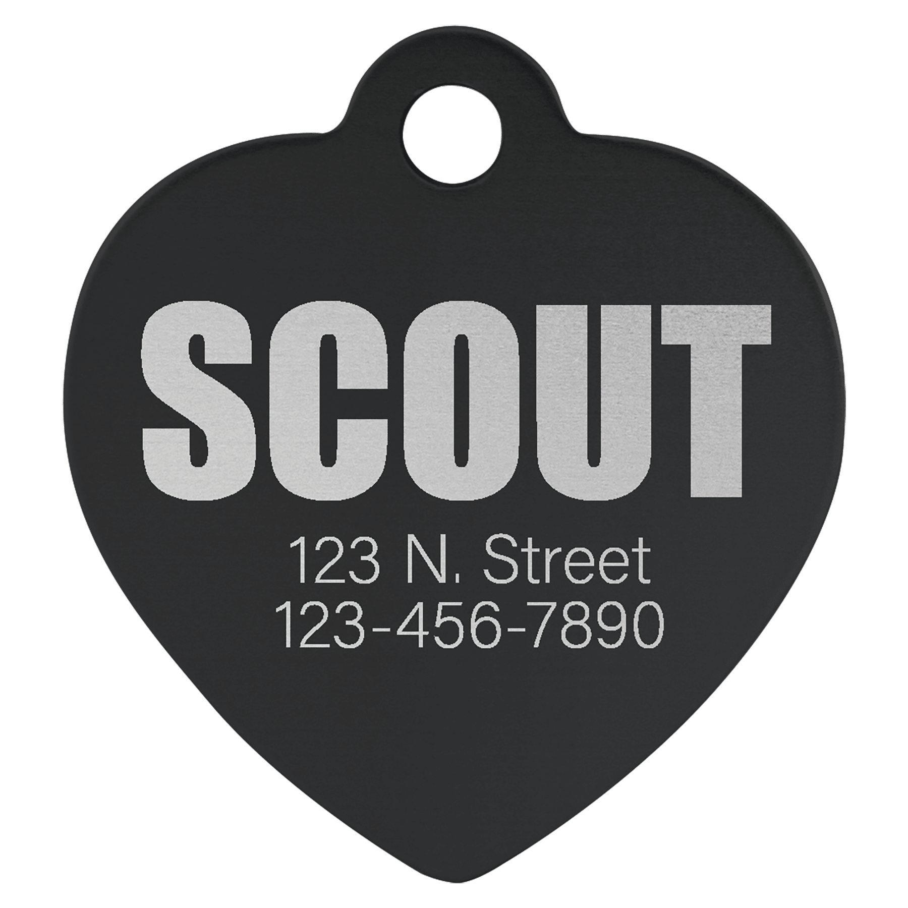 1 1/4" x 1 1/4" Black Laserable Anodized Aluminum Heart Pet Tag
