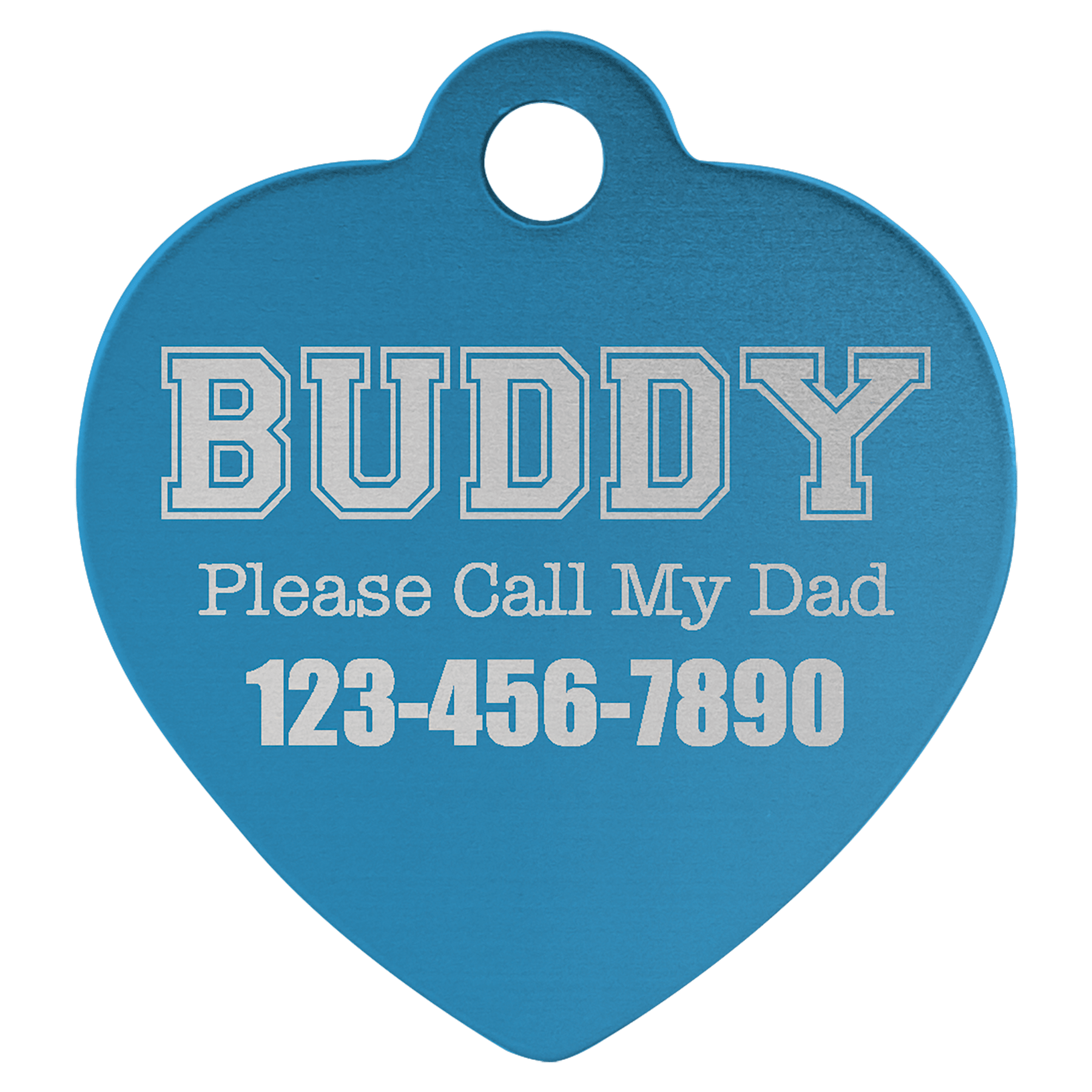 1 1/4" x 1 1/4" Blue Laserable Anodized Aluminum Heart Pet Tag