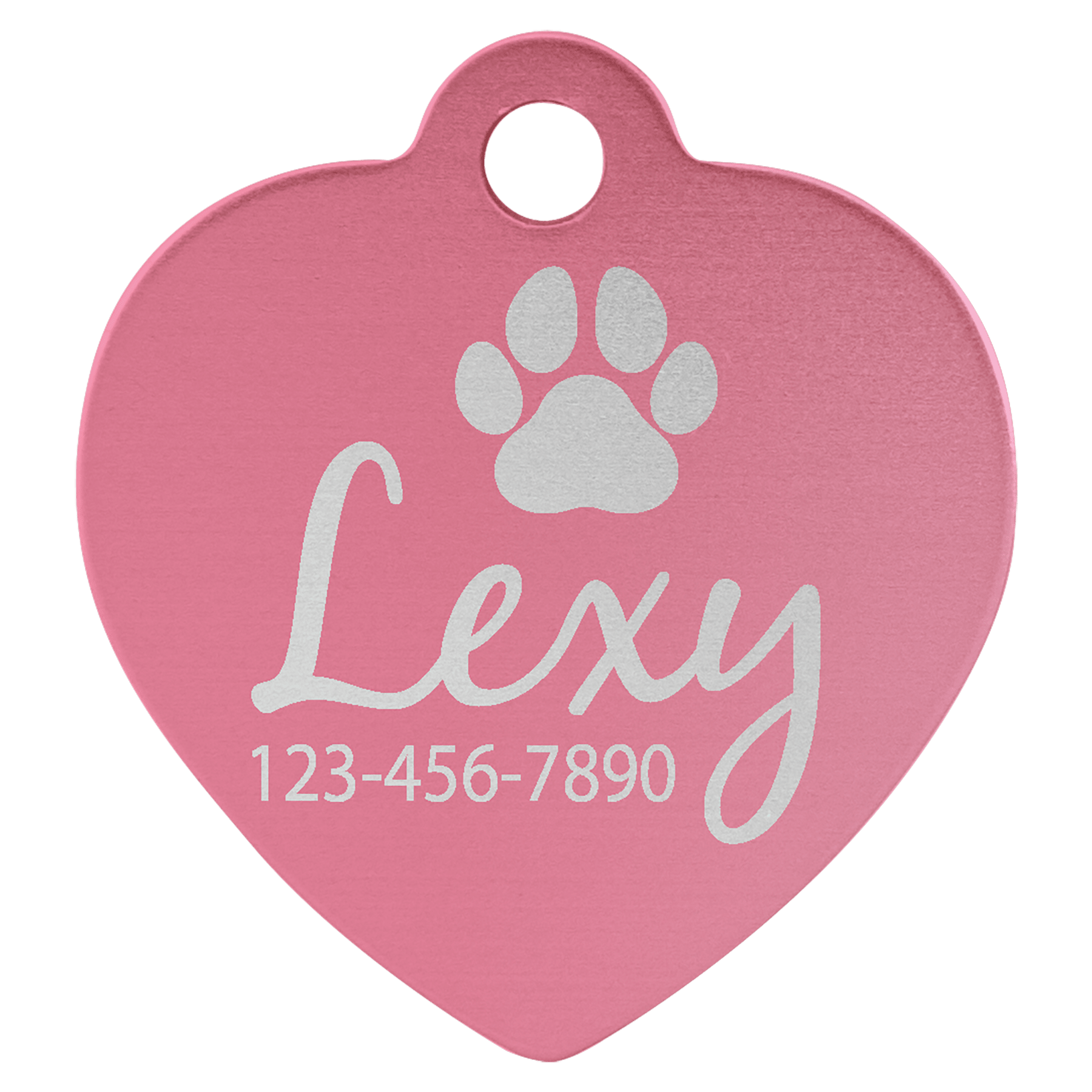 1 1/4" x 1 1/4" Pink Laserable Anodized Aluminum Heart Pet Tag