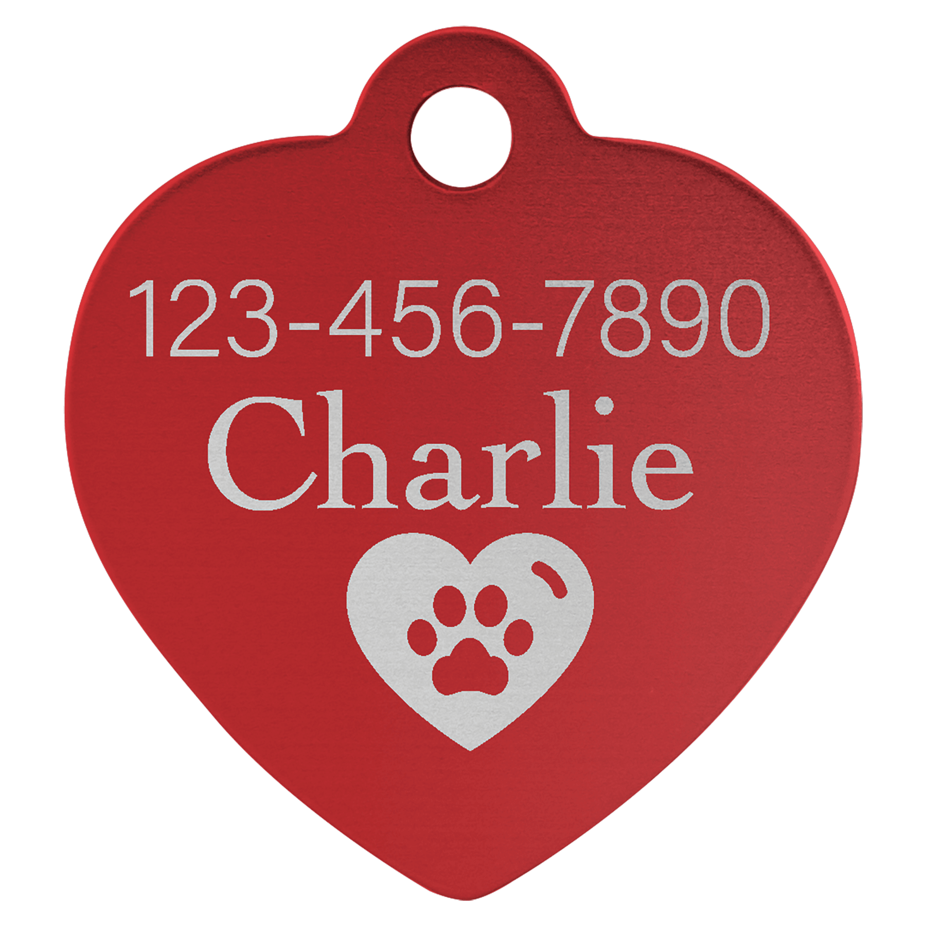 1 1/4" x 1 1/4" Red Laserable Anodized Aluminum Heart Pet Tag