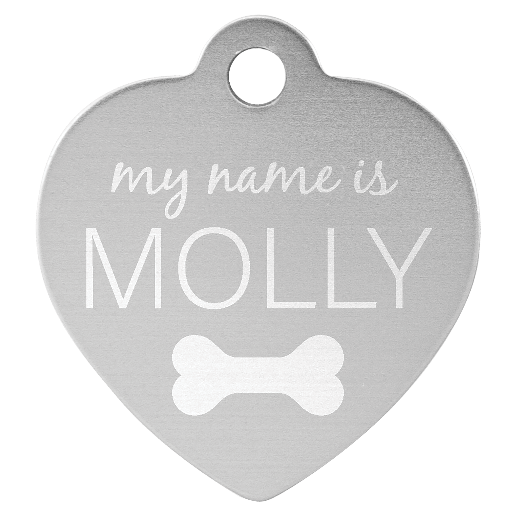 1 1/4" x 1 1/4" Silver Laserable Anodized Aluminum Heart Pet Tag