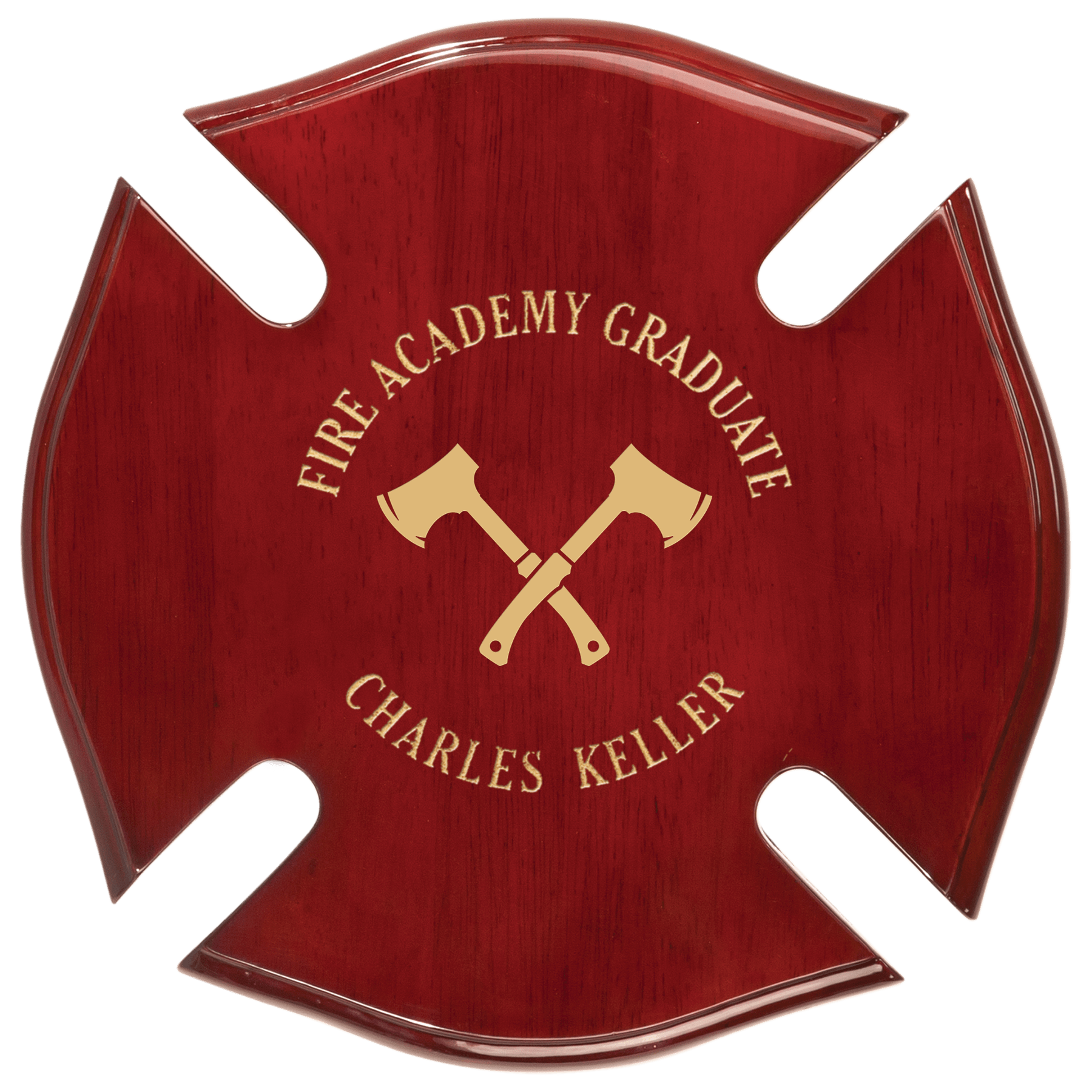 14" x 14" Rosewood Piano Finish Maltese Cross Plaque