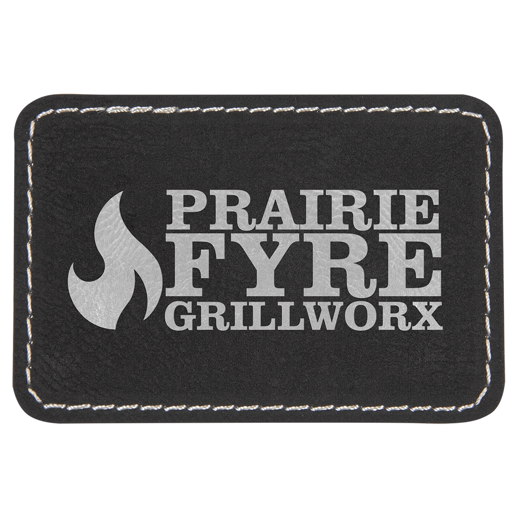 3" x 2" Rectangle Black/Silver Laserable Leatherette Patch with Adhesive