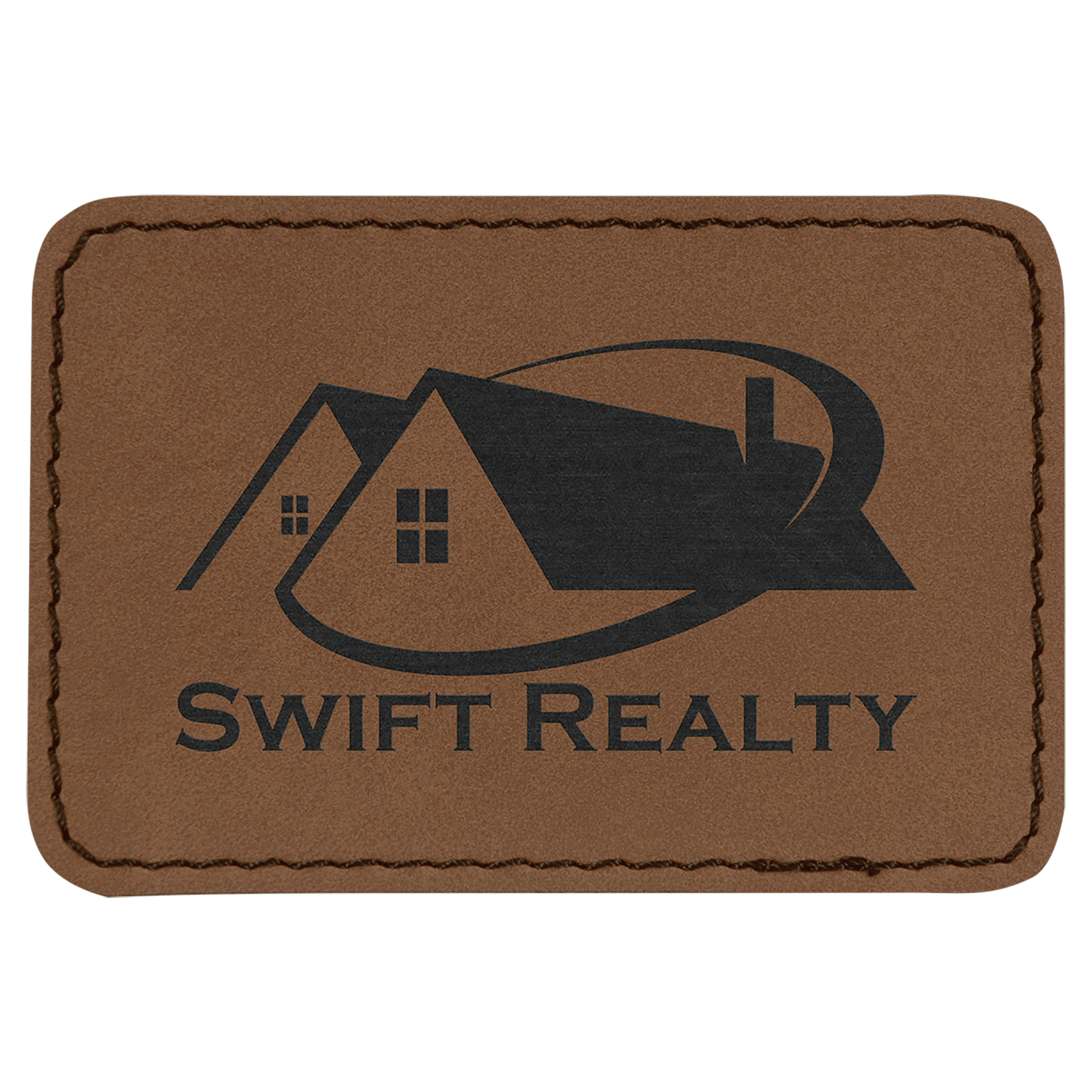 3" x 2" Rectangle Dark Brown Laserable Leatherette Patch with Adhesive