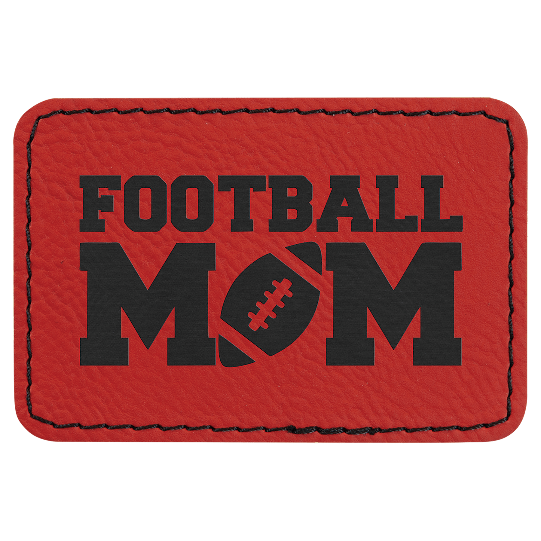 3" x 2" Rectangle Red Laserable Leatherette Patch with Adhesive