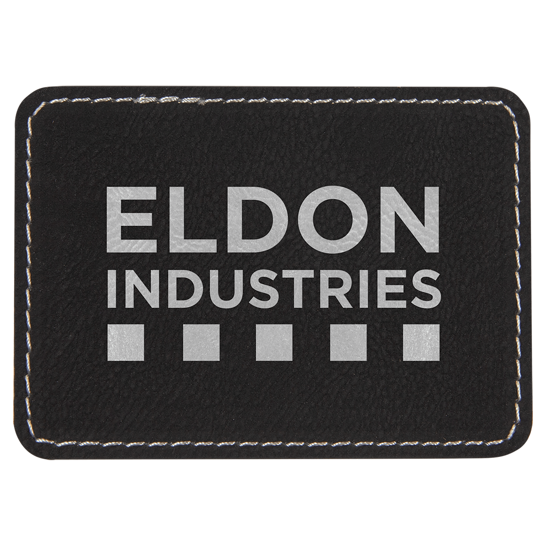 3 1/2" x 2 1/2" Rectangle Black/Silver Laserable Leatherette Patch with Adhesive