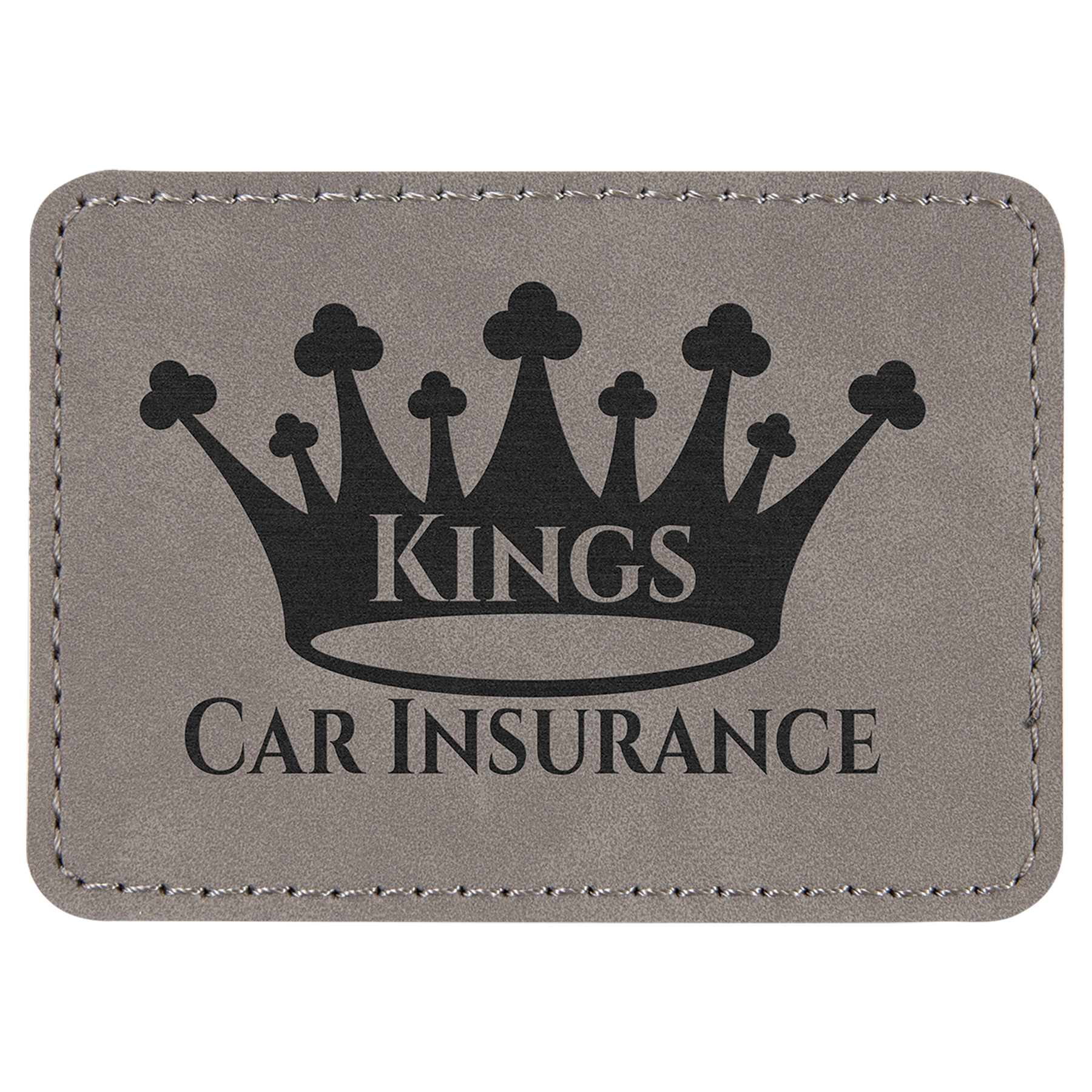 3 1/2" x 2 1/2" Rectangle Gray Laserable Leatherette Patch with Adhesive