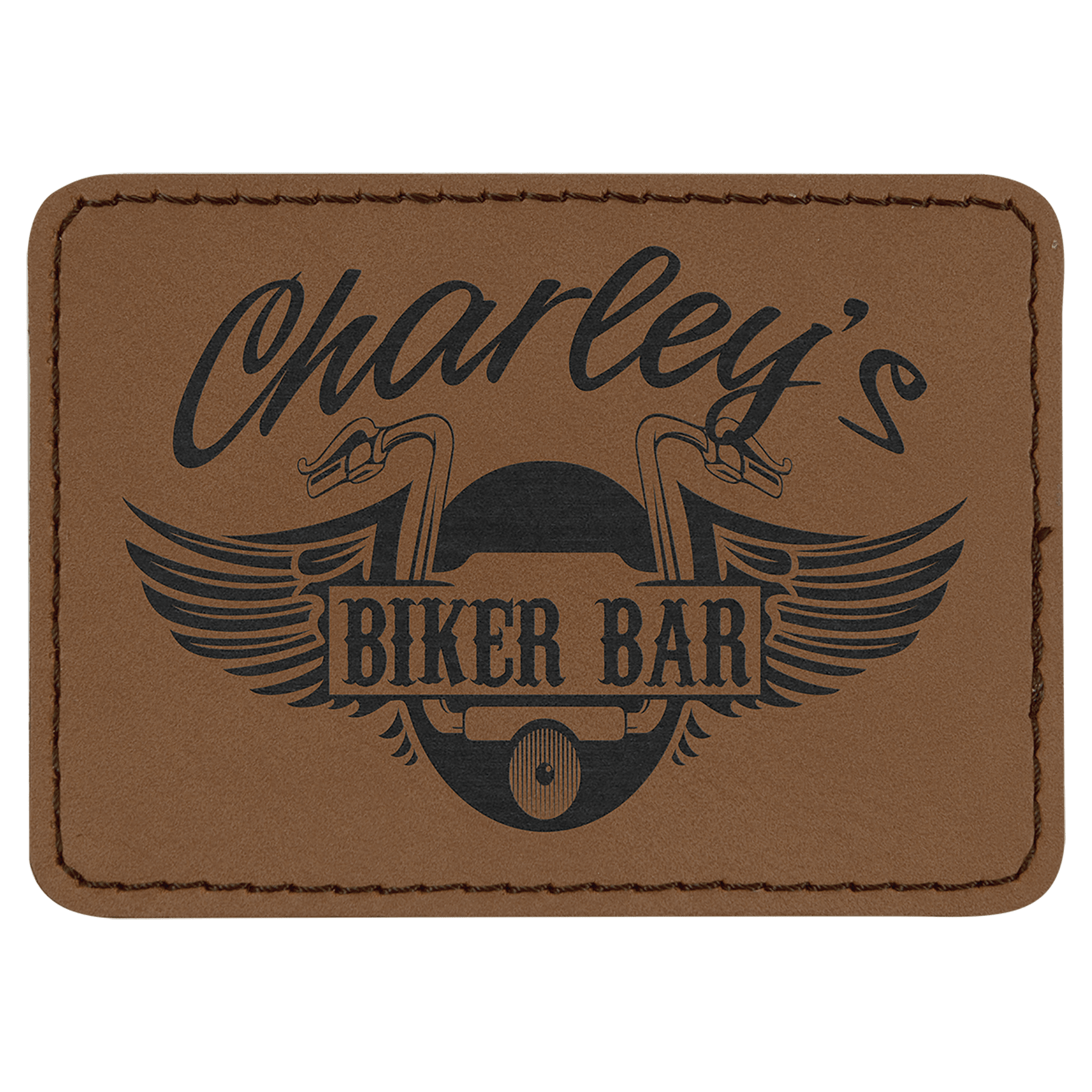 3 1/2" x 2 1/2" Rectangle Dark Brown Laserable Leatherette Patch with Adhesive