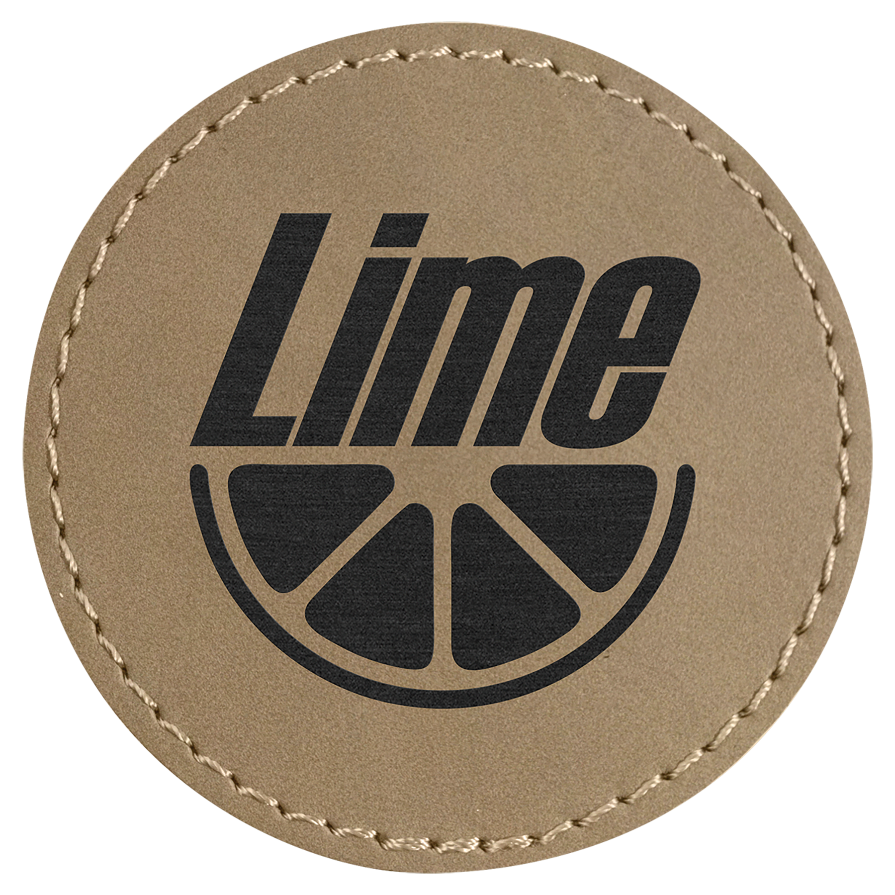 2 1/2" Round Light Brown Laserable Leatherette Patch with Adhesive