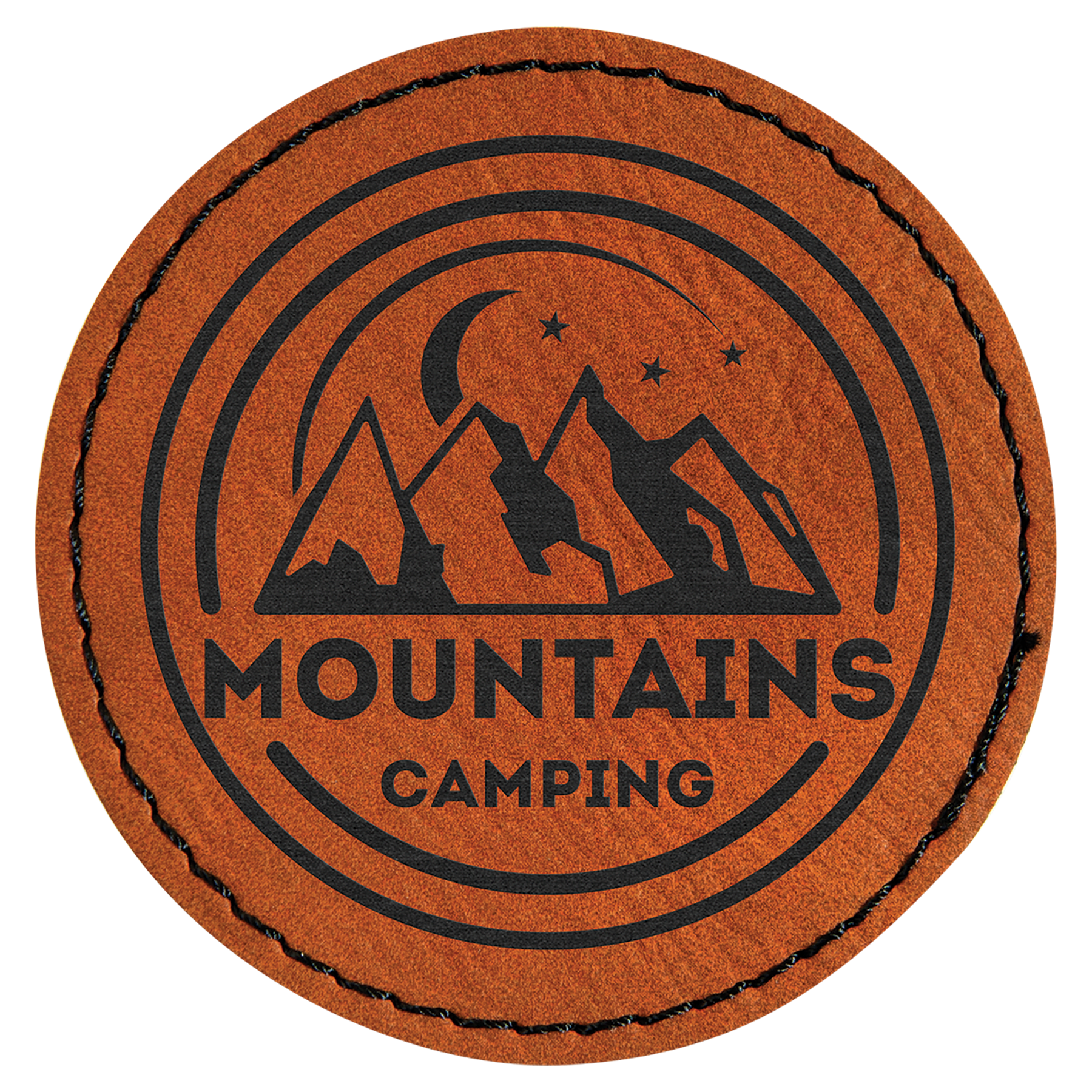 2 1/2" Round Rawhide Laserable Leatherette Patch with Adhesive