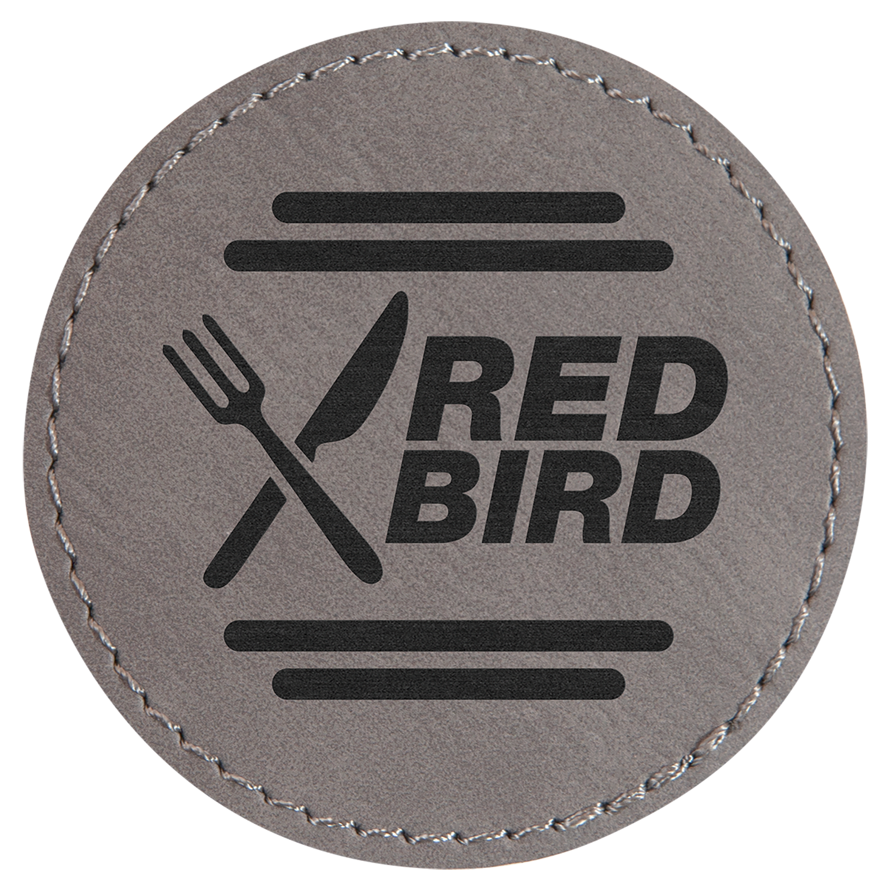 2 1/2" Round Gray Laserable Leatherette Patch with Adhesive