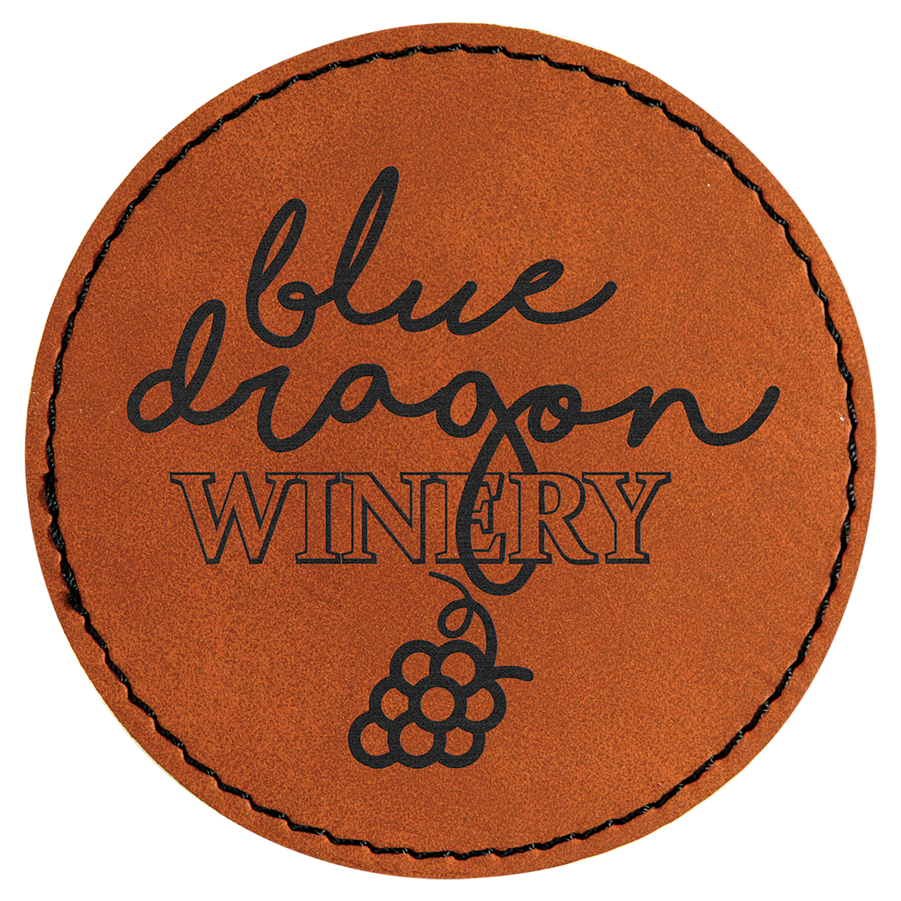 3" Round Rawhide Laserable Leatherette Patch with Adhesive