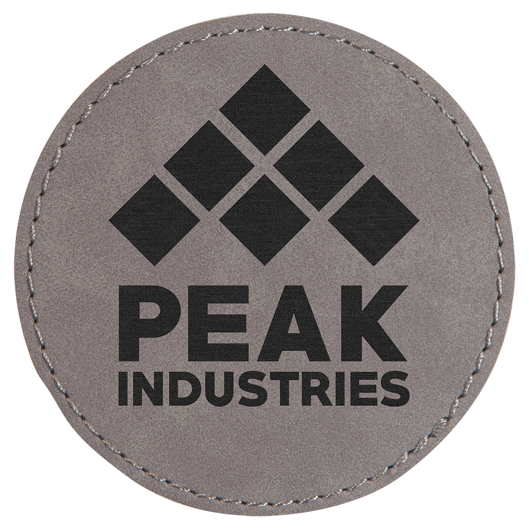 3" Round Gray Laserable Leatherette Patch with Adhesive