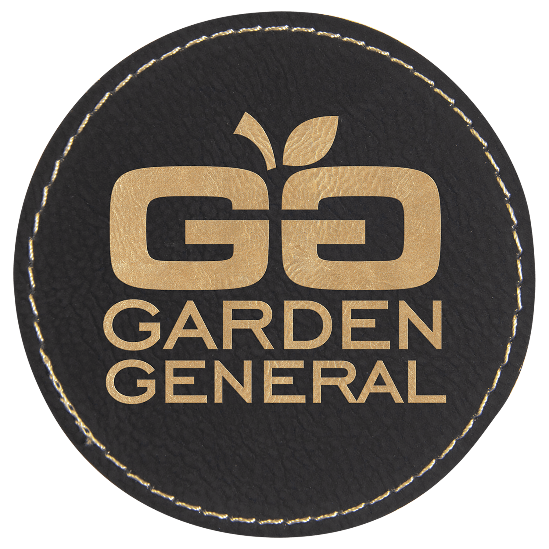 3" Round Black/Gold Laserable Leatherette Patch with Adhesive