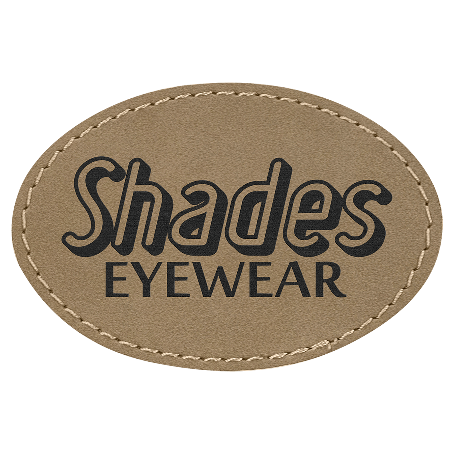 3" x 2" Oval Light Brown Laserable Leatherette Patch with Adhesive