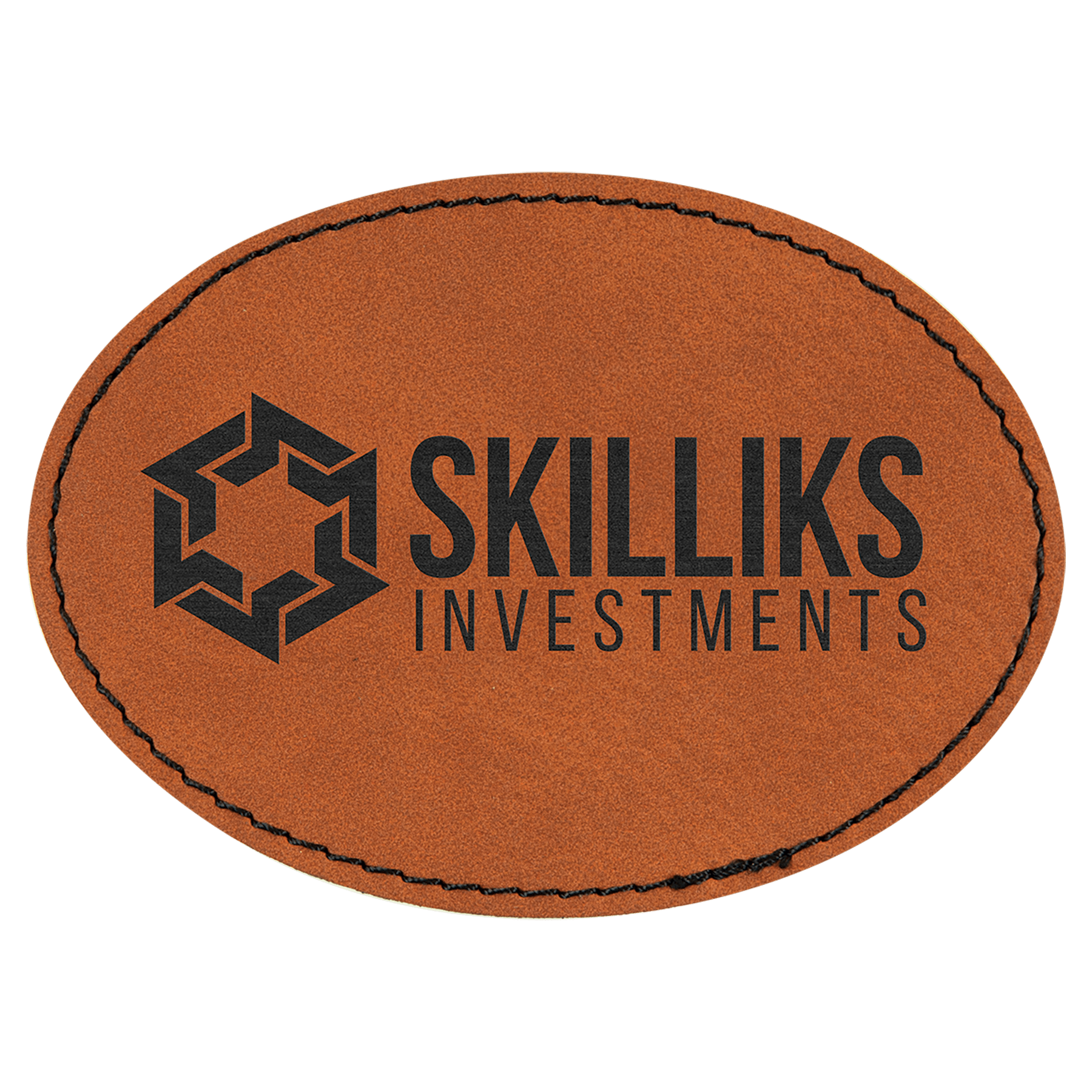 3 1/2" x 2 1/2" Rawhide Laserable Leatherette Oval Patch with Adhesive