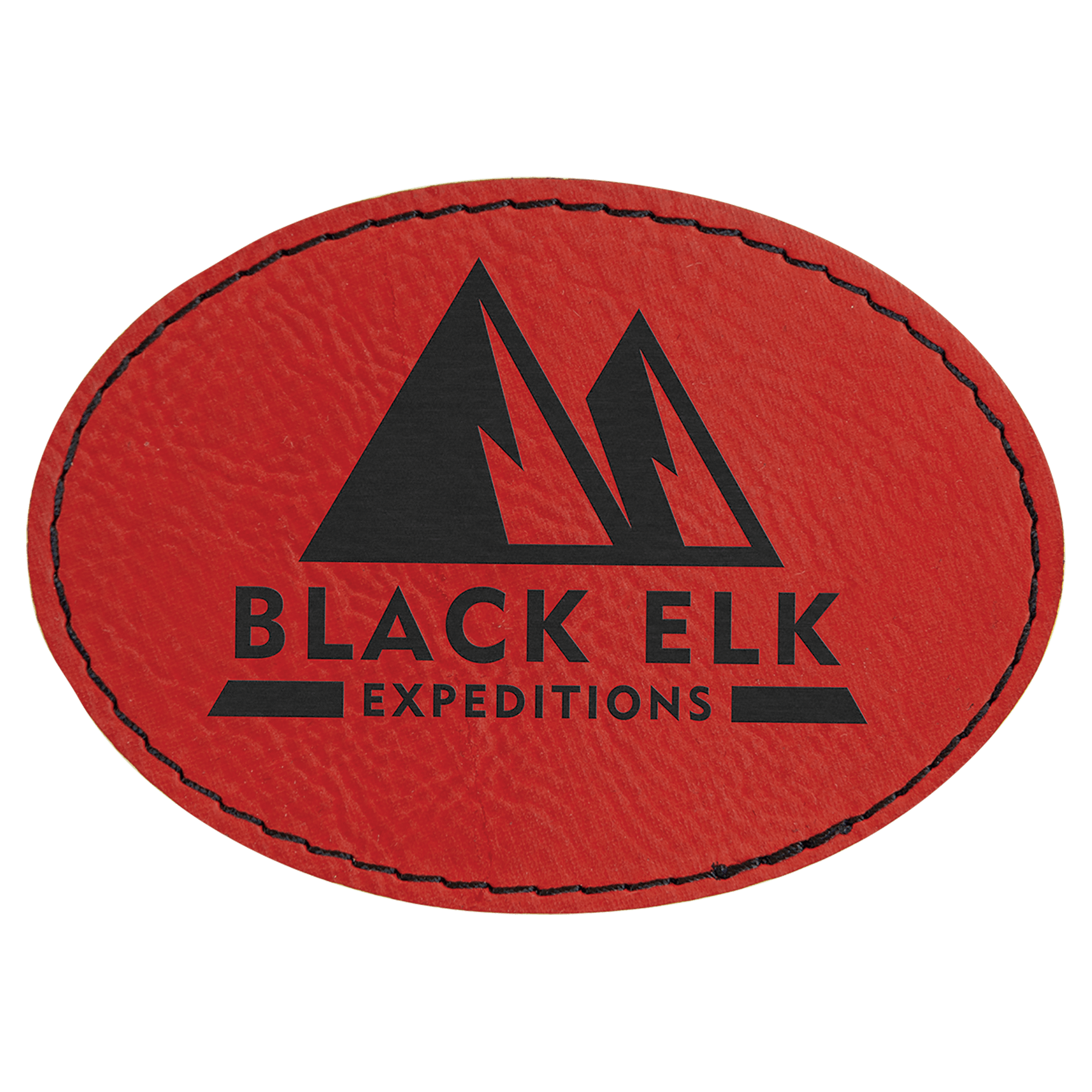 3 1/2" x 2 1/2" Red Laserable Leatherette Oval Patch with Adhesive