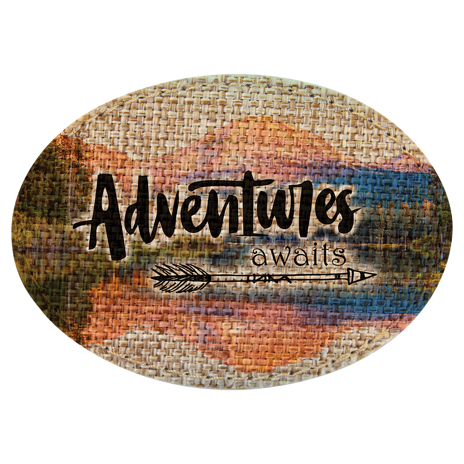 3 1/2" x 2 1/2" Burlap Sublimatable Oval Patch with Adhesive