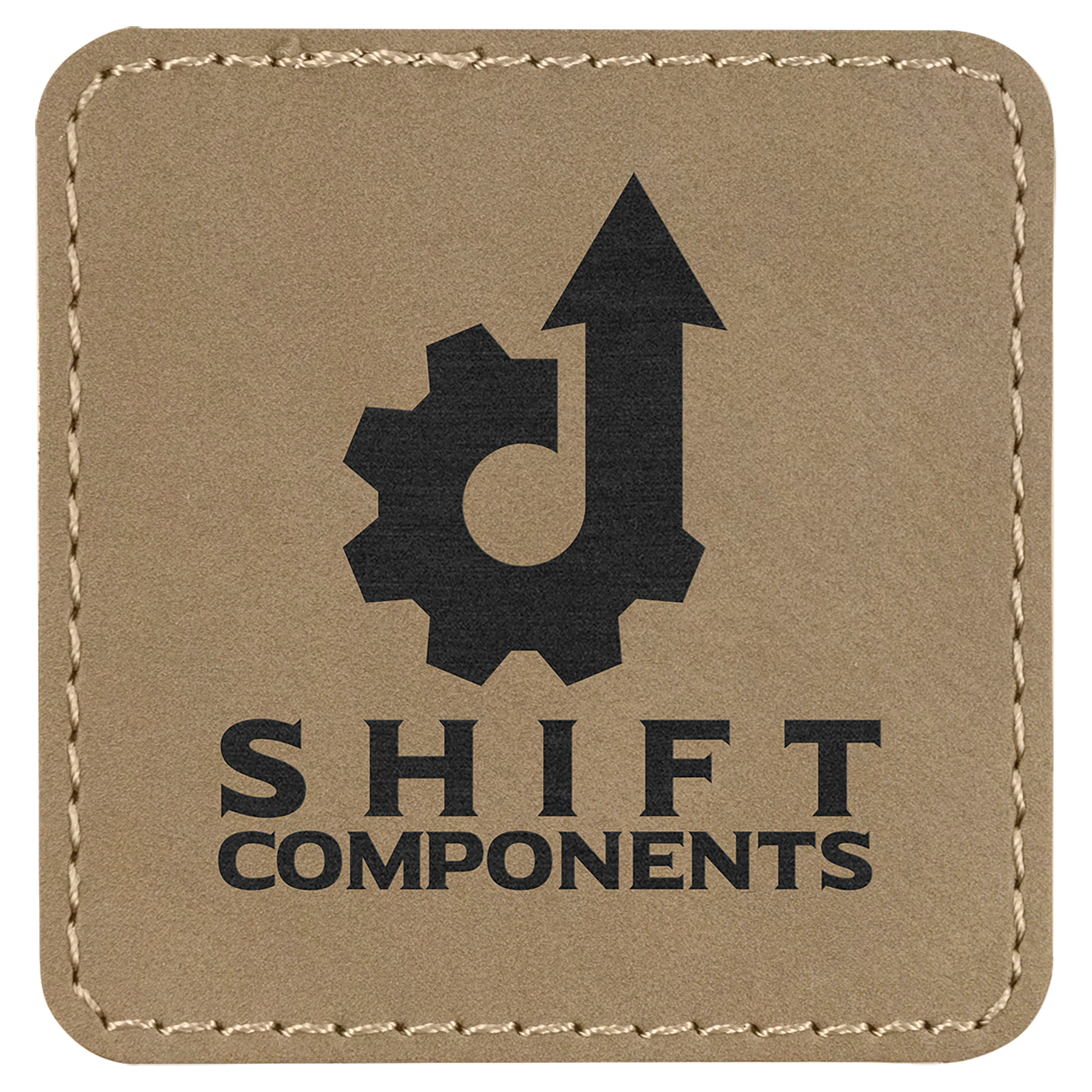 2 1/2" x 2 1/2" Square Light Brown Laserable Leatherette Patch with Adhesive