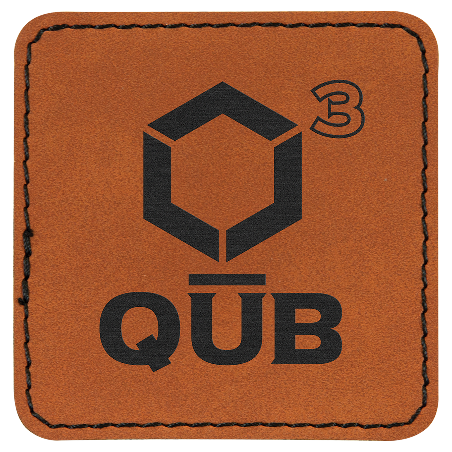 2 1/2" x 2 1/2" Square Rawhide Laserable Leatherette Patch with Adhesive