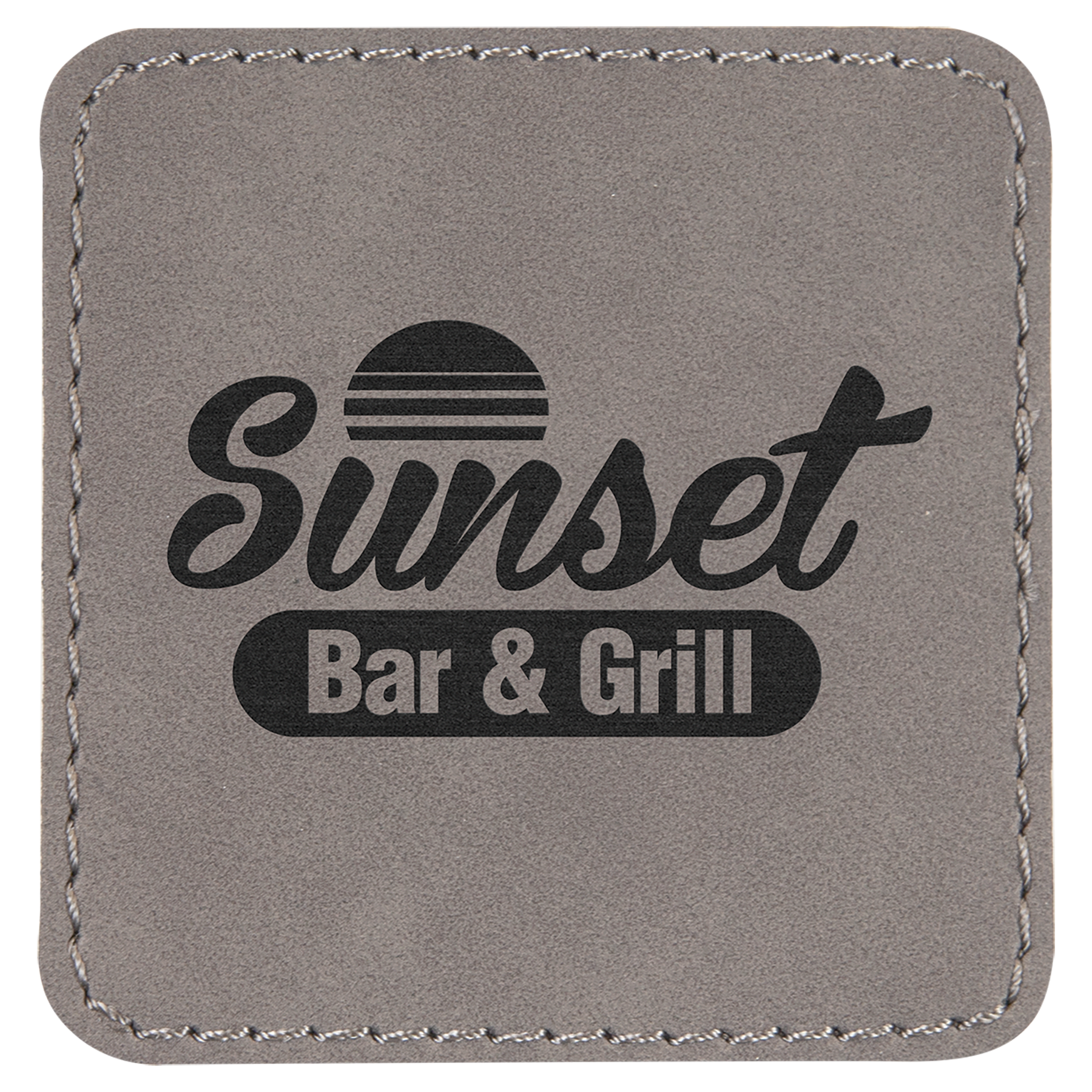 2 1/2" x 2 1/2" Square Gray Laserable Leatherette Patch with Adhesive