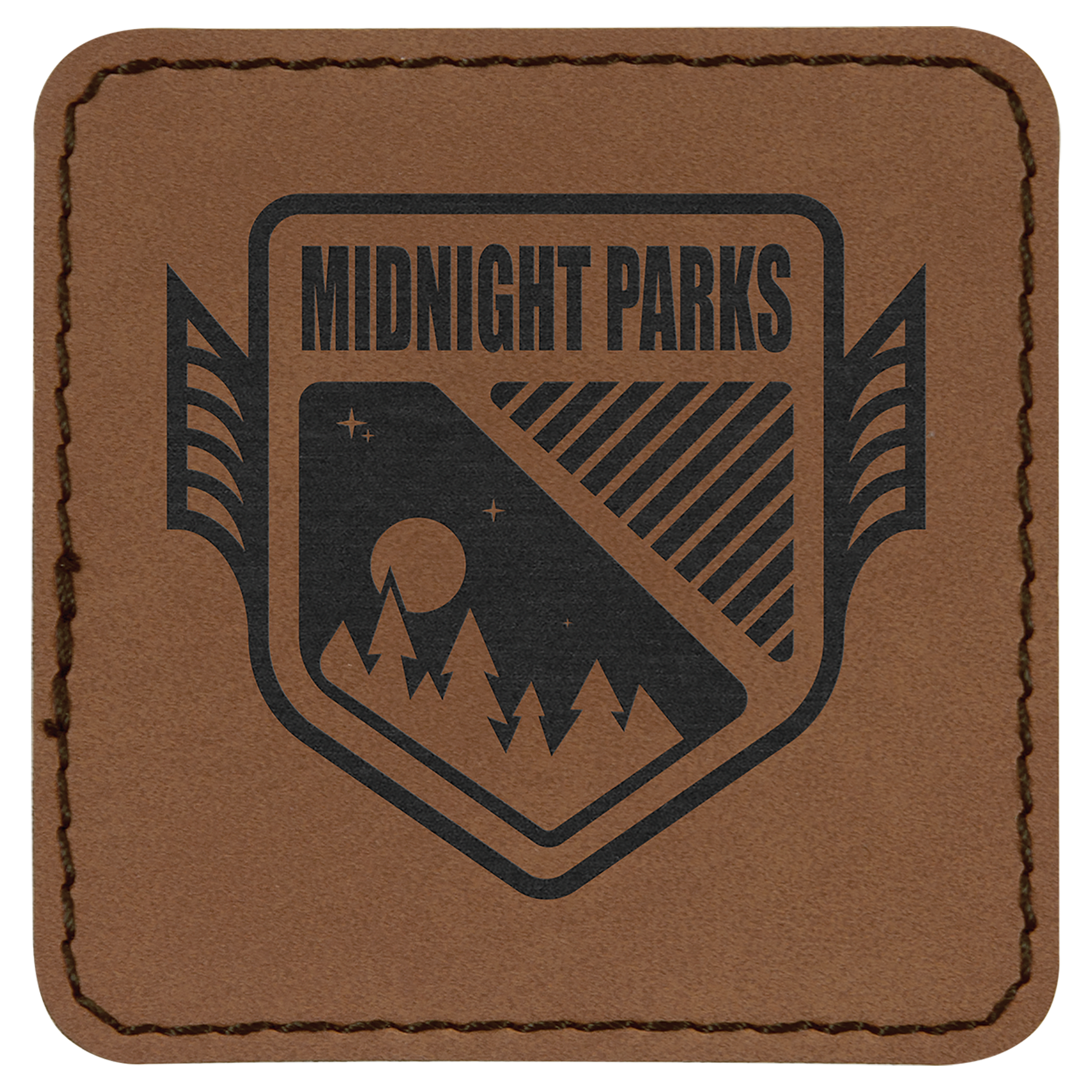 2 1/2" x 2 1/2" Dark Brown Laserable Leatherette Patch with Adhesive