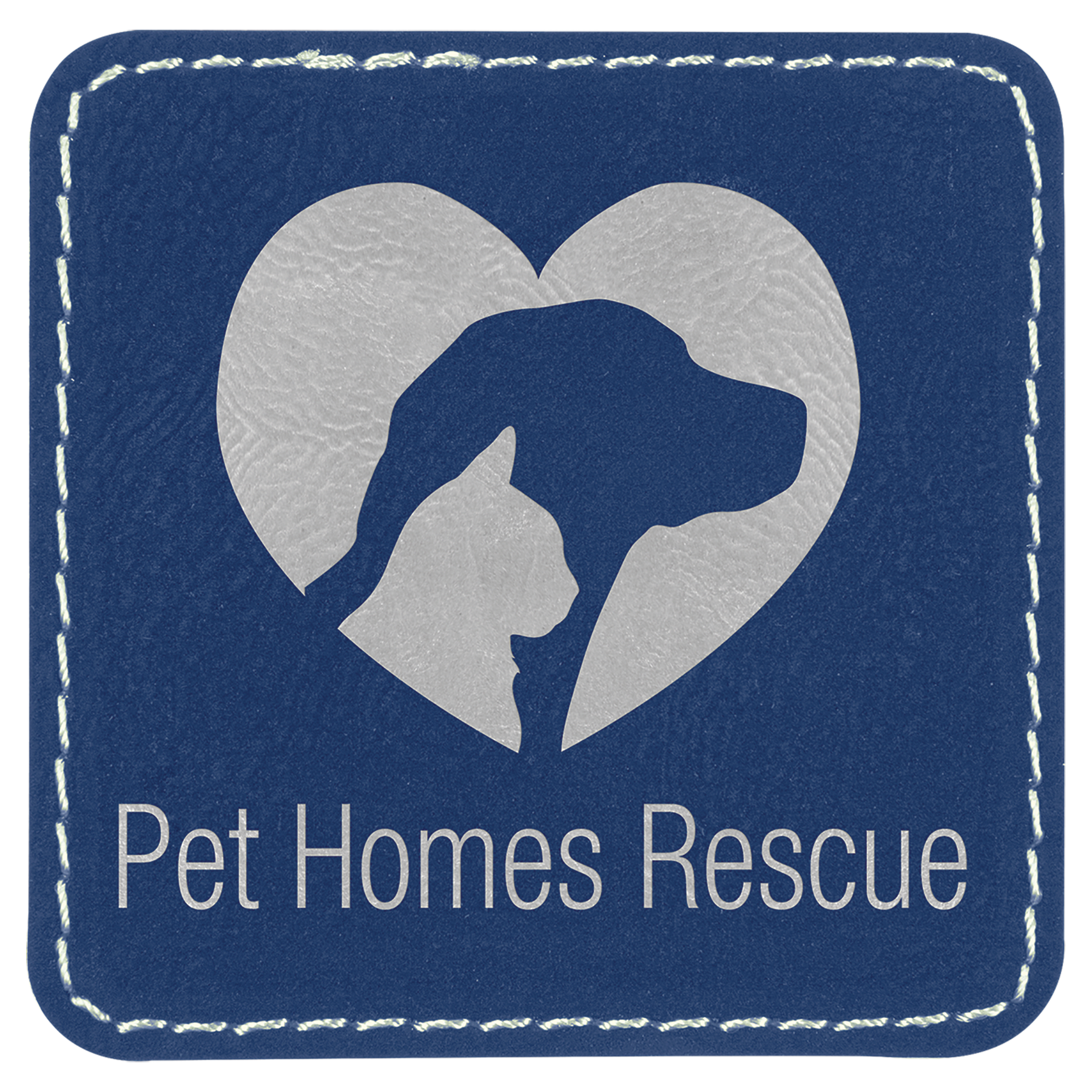 2 1/2" x 2 1/2" Blue/Silver Laserable Leatherette Patch with Adhesive