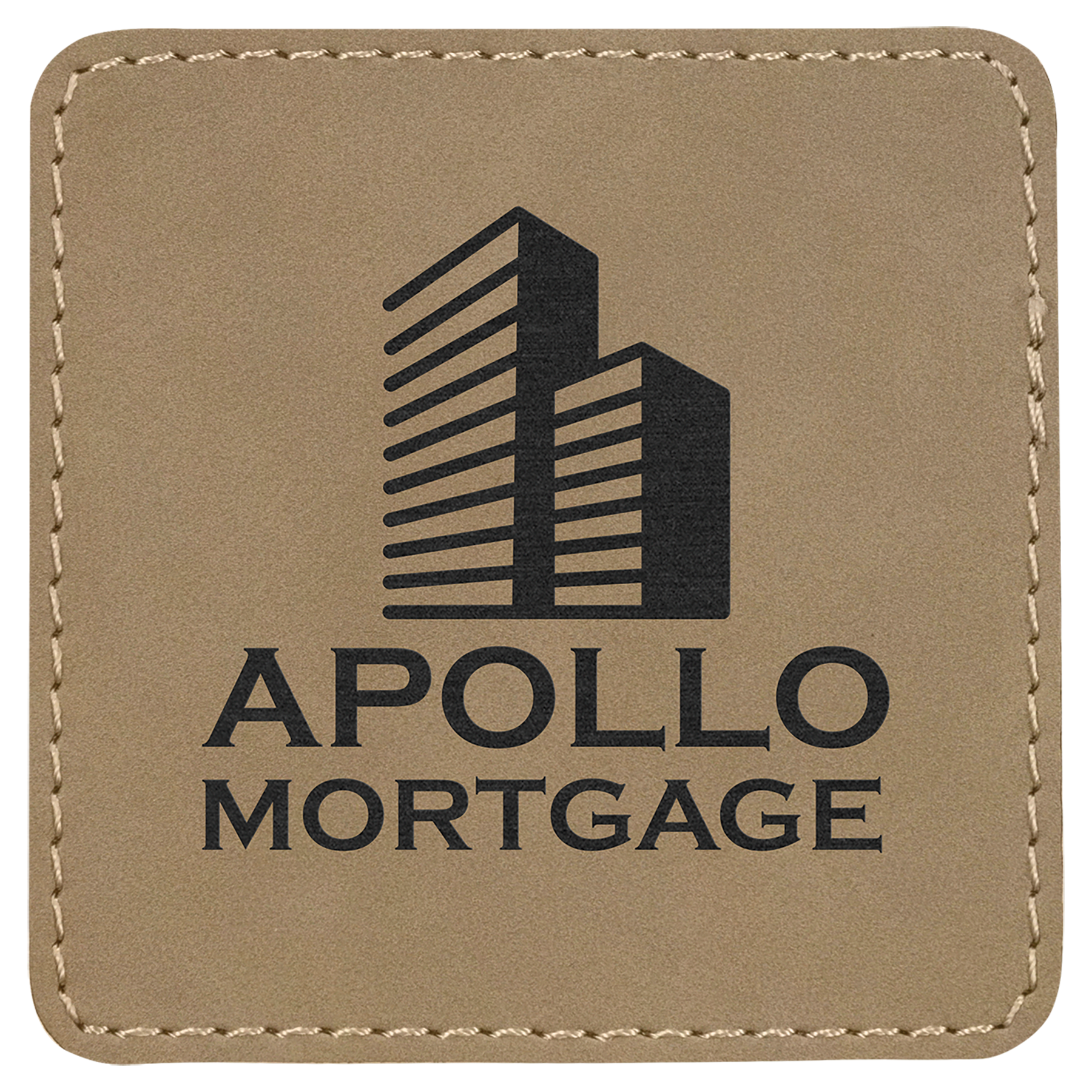 3" x 3" Square Light Brown Laserable Leatherette Patch with Adhesive