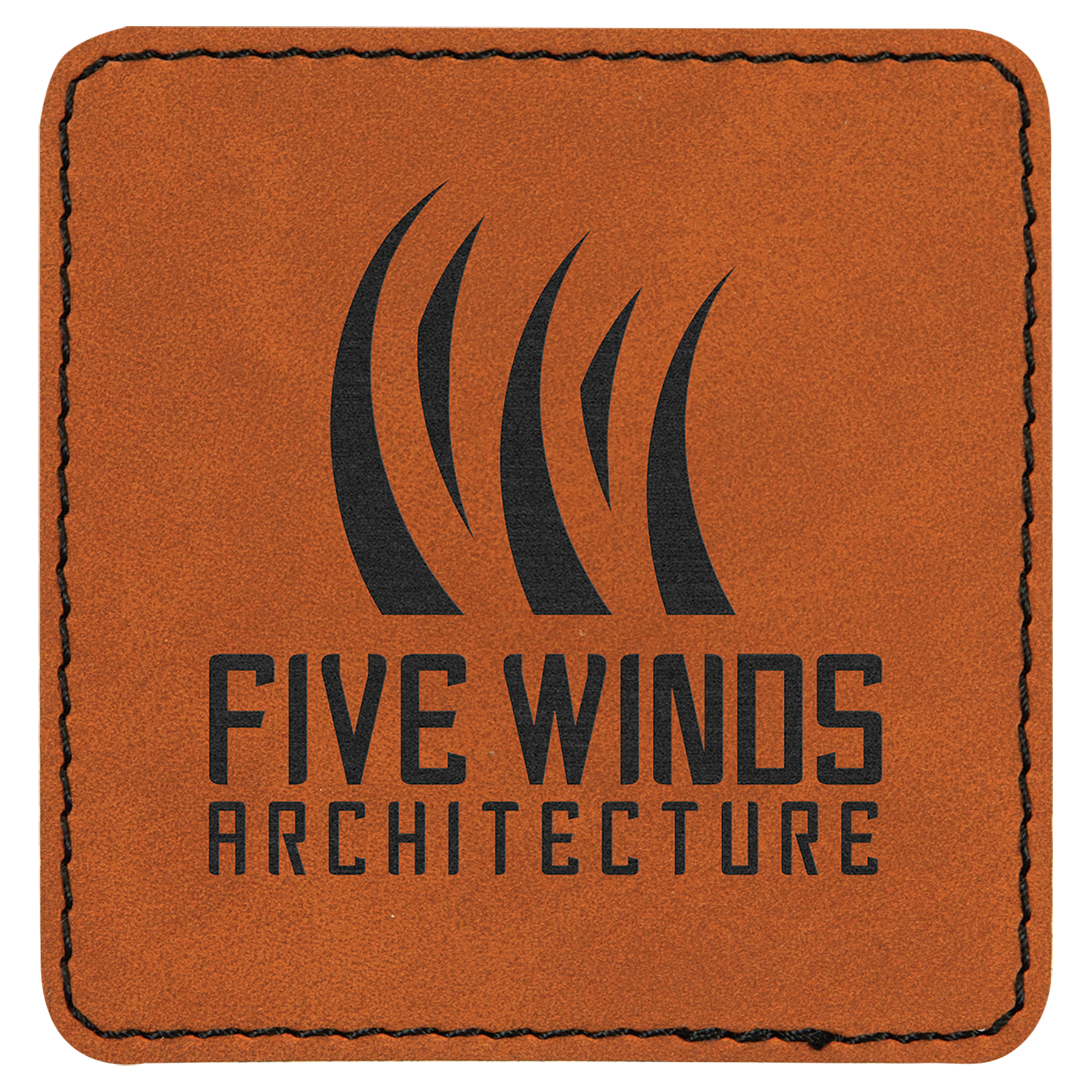 3" x 3" Square Rawhide Laserable Leatherette Patch with Adhesive