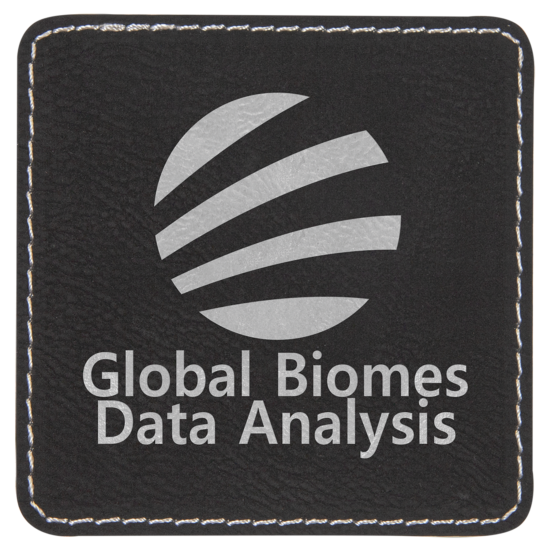 3" x 3" Square Black/Silver Laserable Leatherette Patch with Adhesive