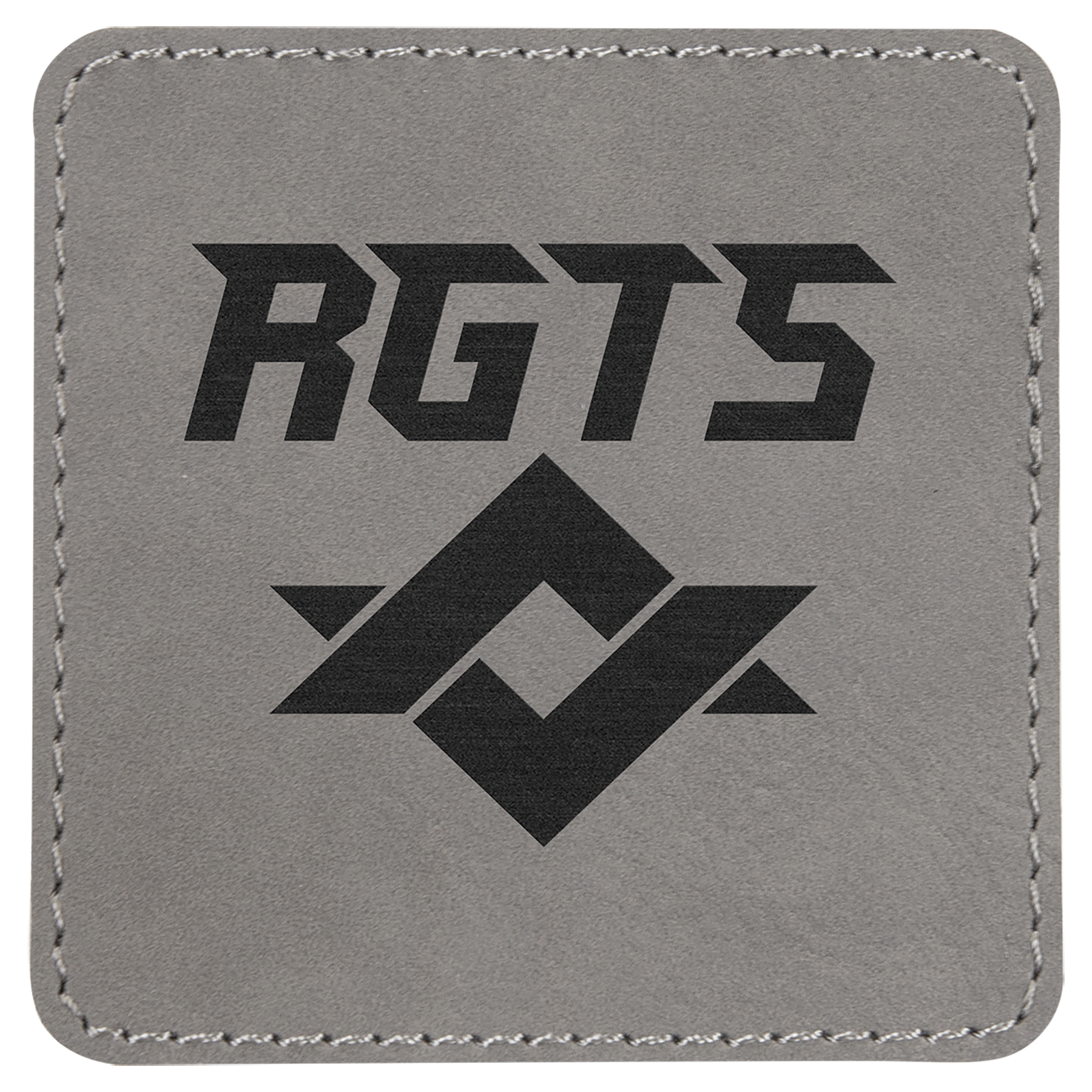 3" x 3" Square Gray Laserable Leatherette Patch with Adhesive