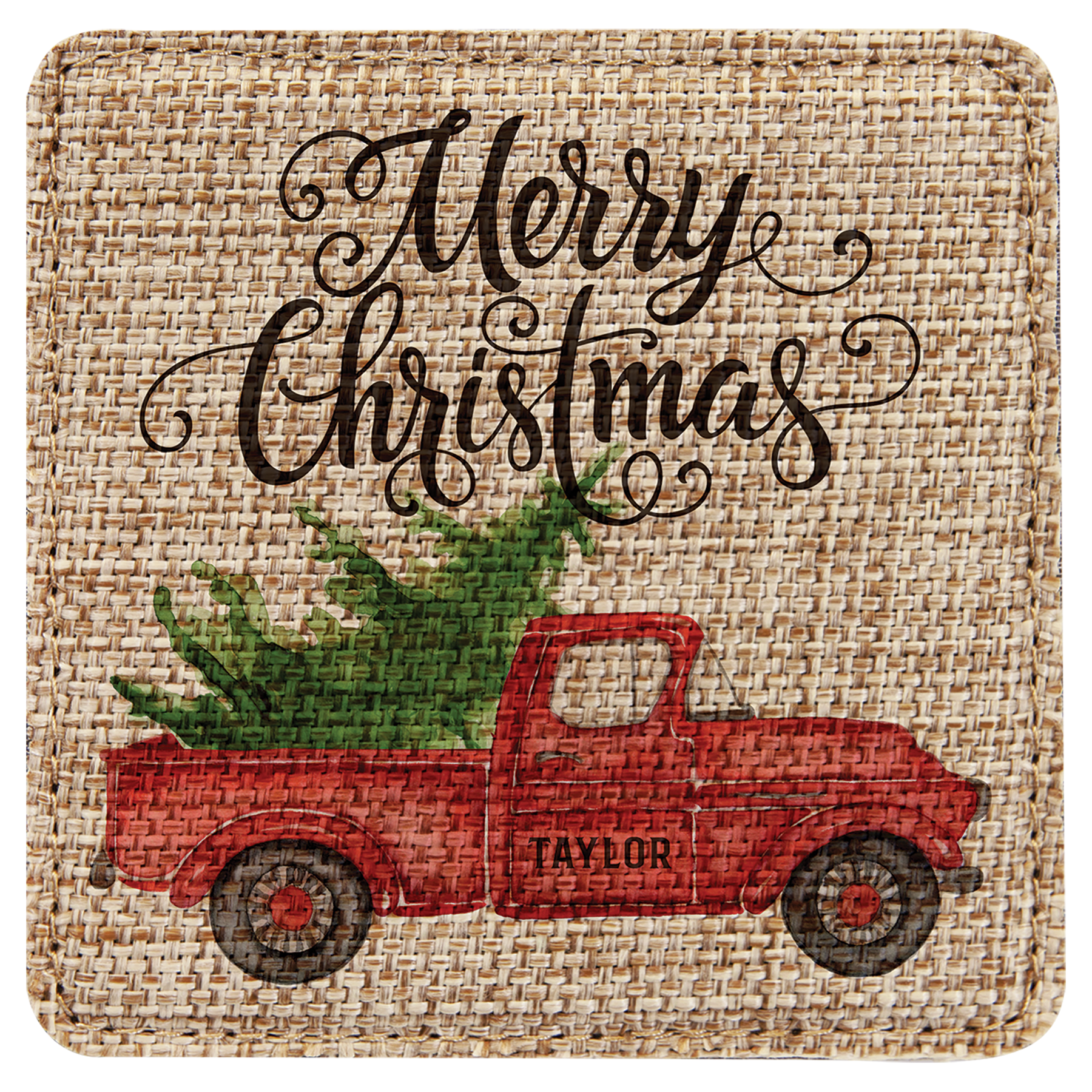 4" x 4" Square Sublimatable Burlap Coaster