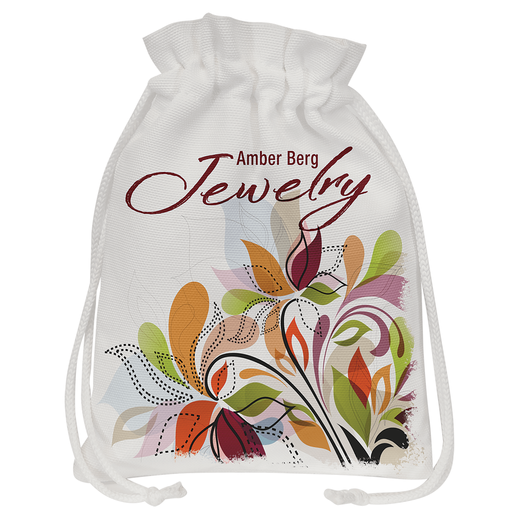 6 1/4" x 9" White Canvas Drawstring Bag