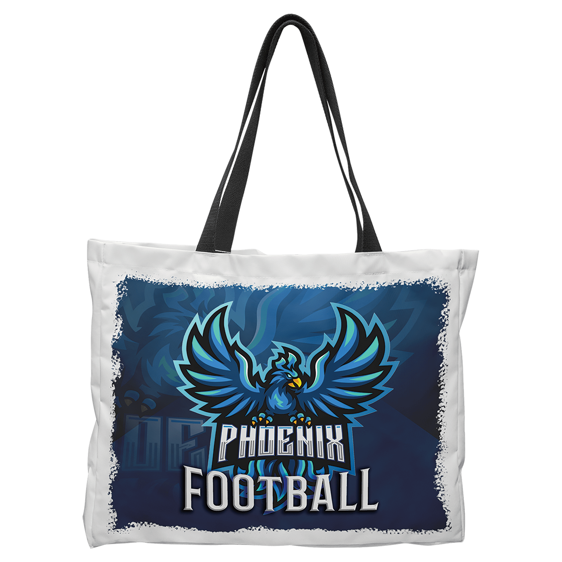 16" x 20" White Poly Fabric Bag with Black Straps and 4" Gusseted Bottom