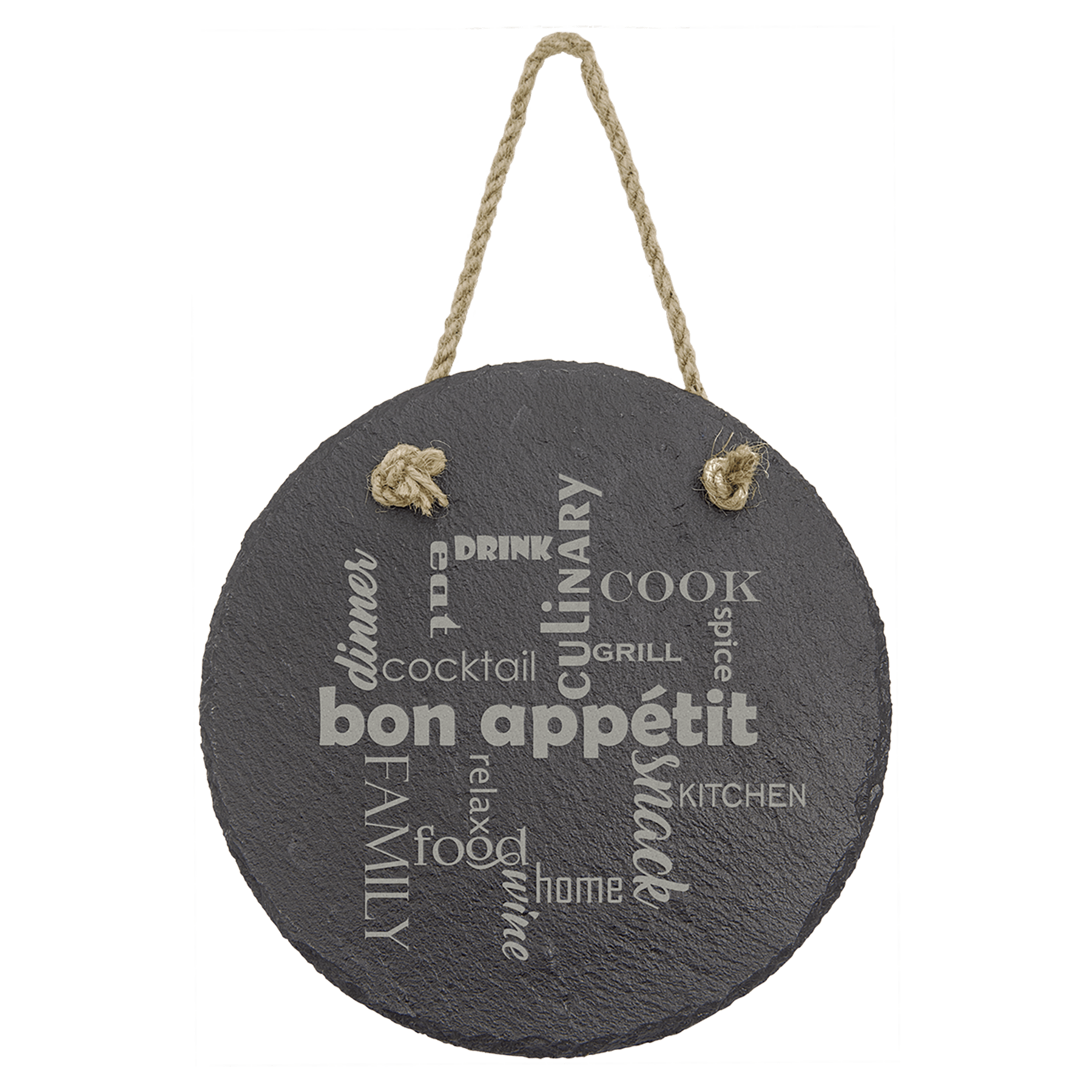 7" Round Slate Decor with Hanger String