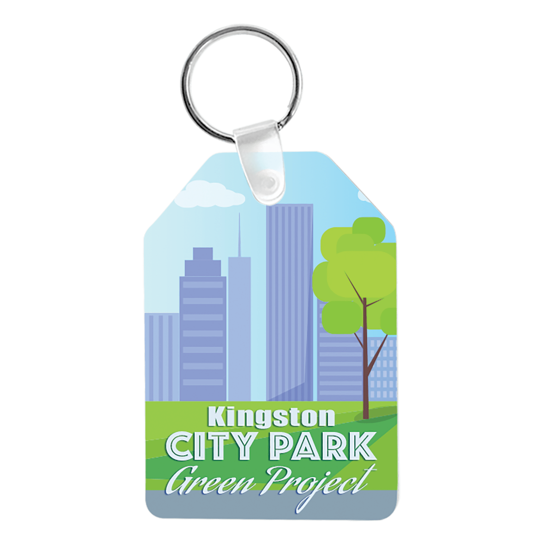 1.75" x 2.4" Semi- Gloss White Unisub Aluminum Rectangle Sublimatable Keychain