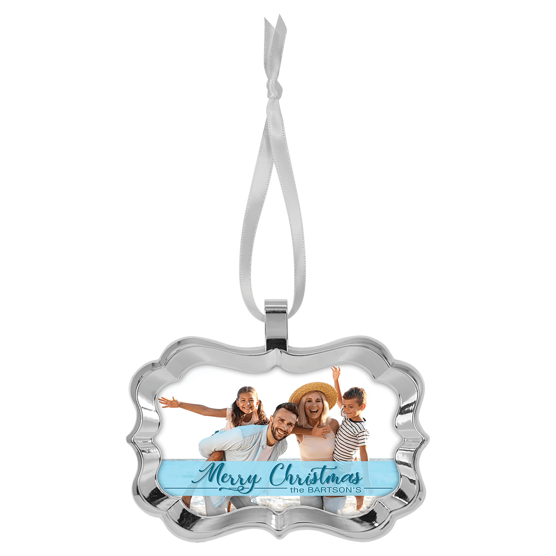 4.25" x 3" Benelux Metal Ornament with White Ribbon