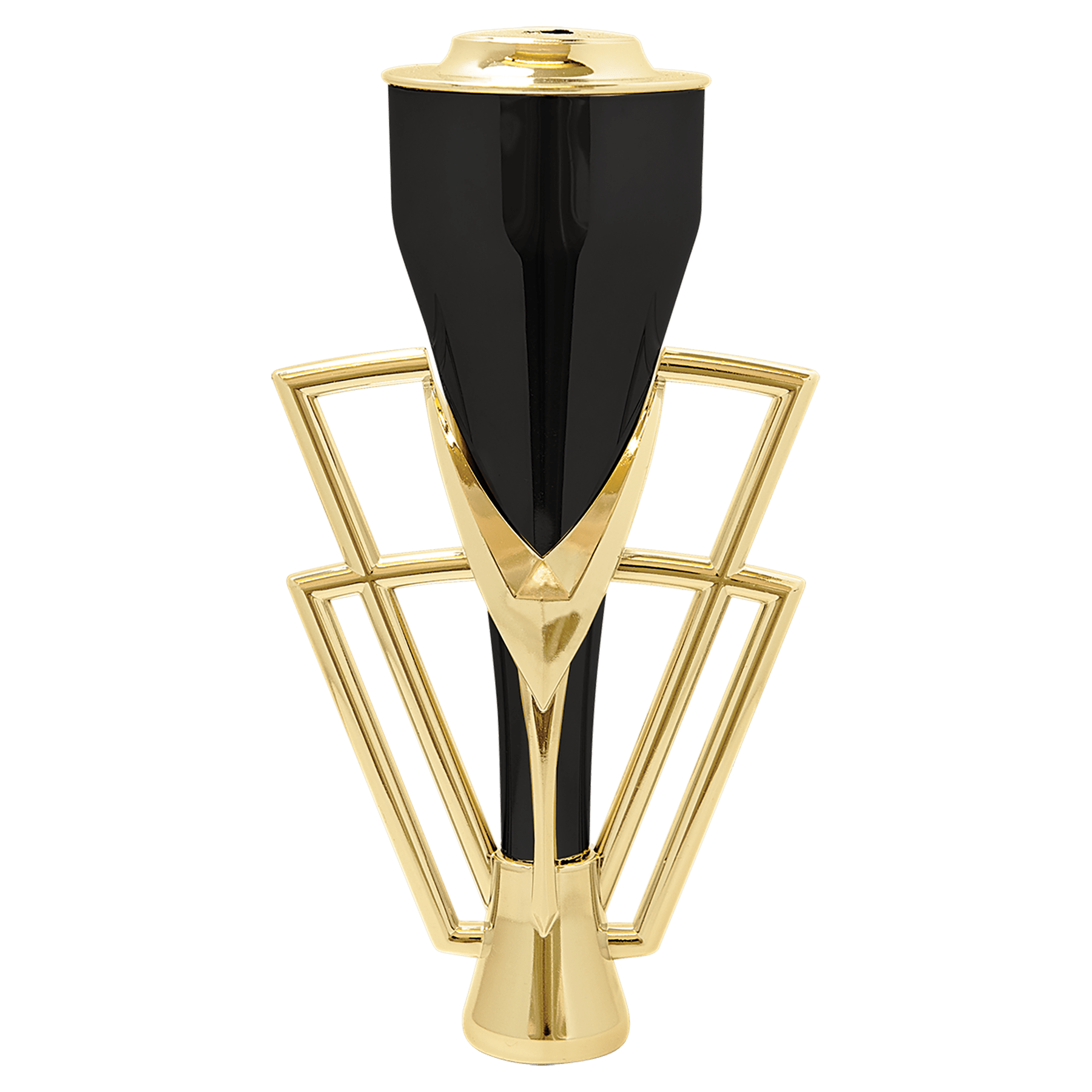 7 1/2" Gold/Black Plastic Cup with Lid (Gold Holder, Black Cup, Gold Lid)