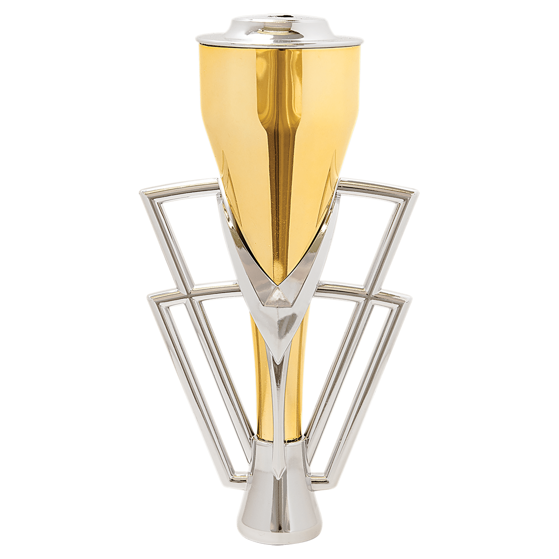 7 1/2" Silver/Gold Plastic Cup with Lid (Silver Holder, Gold Cup, Silver Lid)