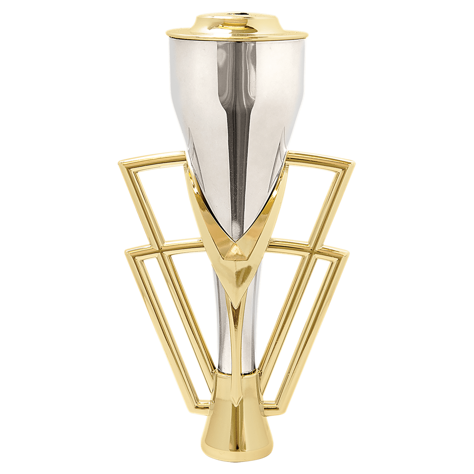 7 1/2" Gold/Silver Plastic Cup with Lid (Gold Holder, Silver Cup, Gold Lid)