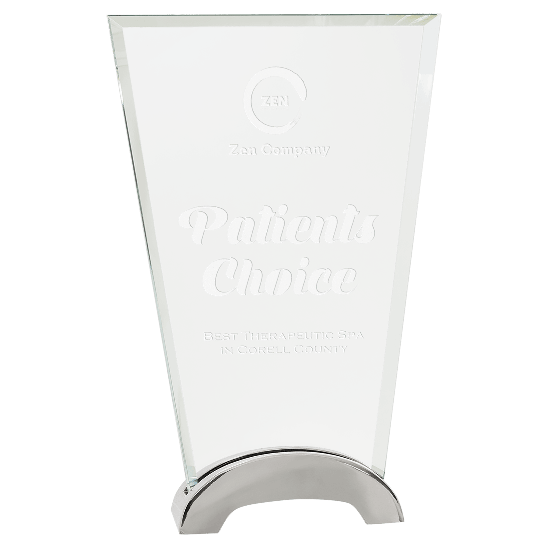 8 1/2" Fan Platinum Glass with Arch Metal Base